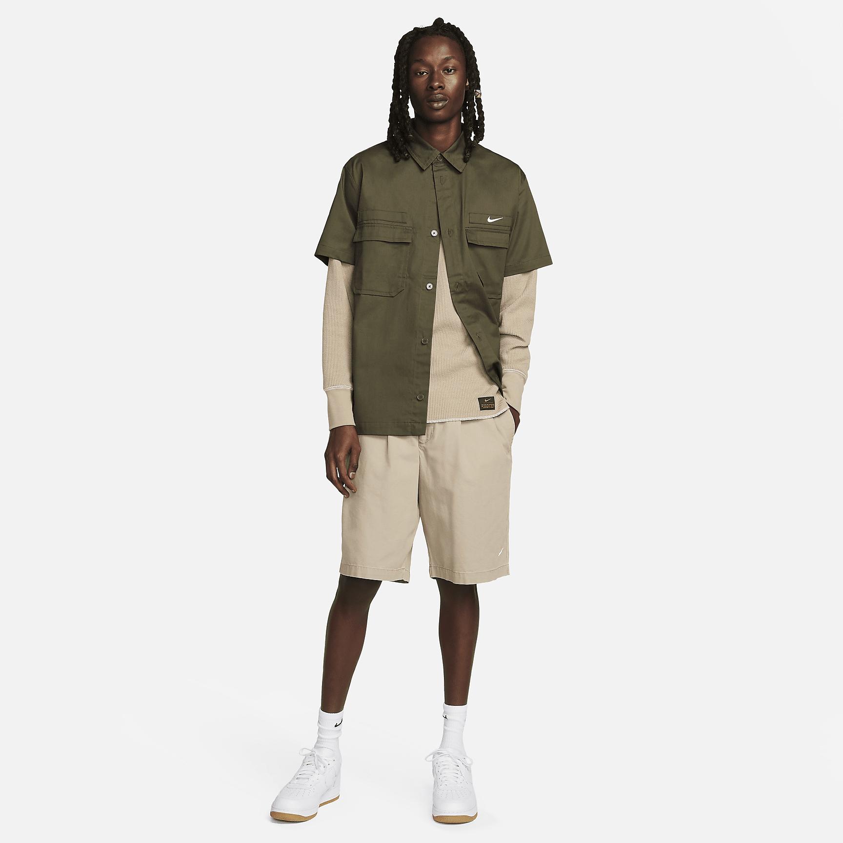 Nike Life Men's Woven Military Short-Sleeve Button-Down Shirt Product Image