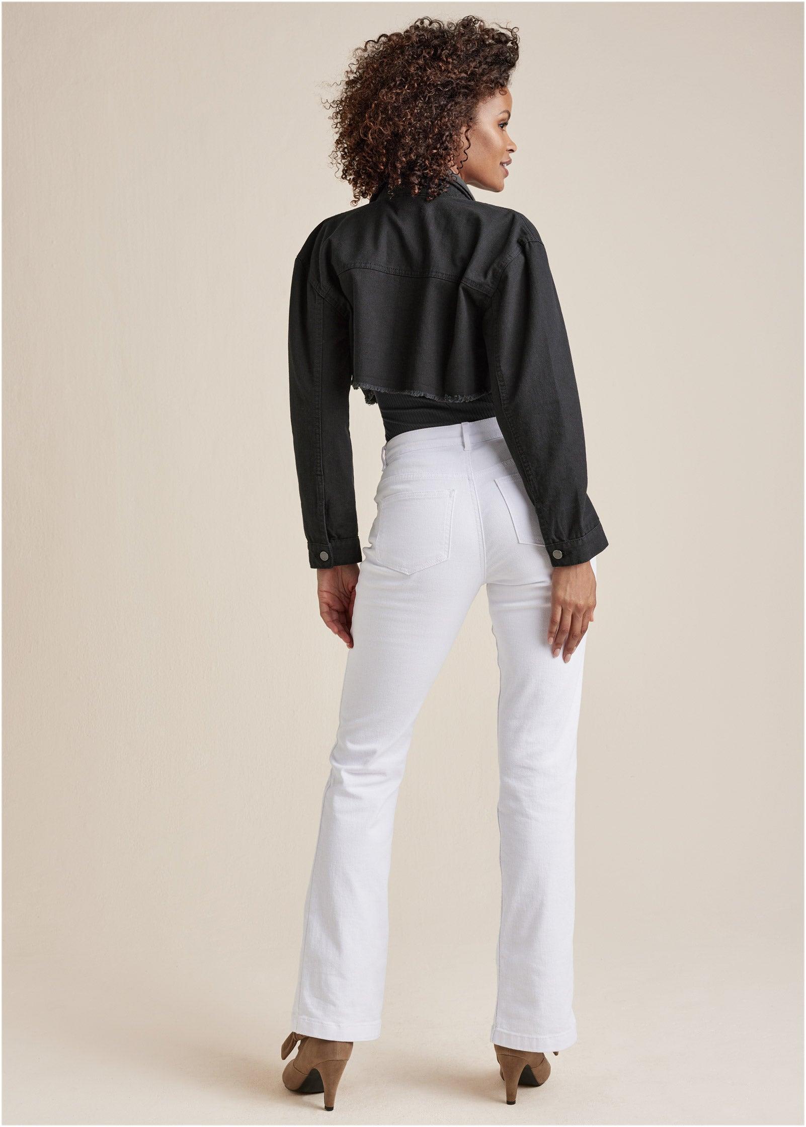 Cropped Denim Jacket - Black Product Image