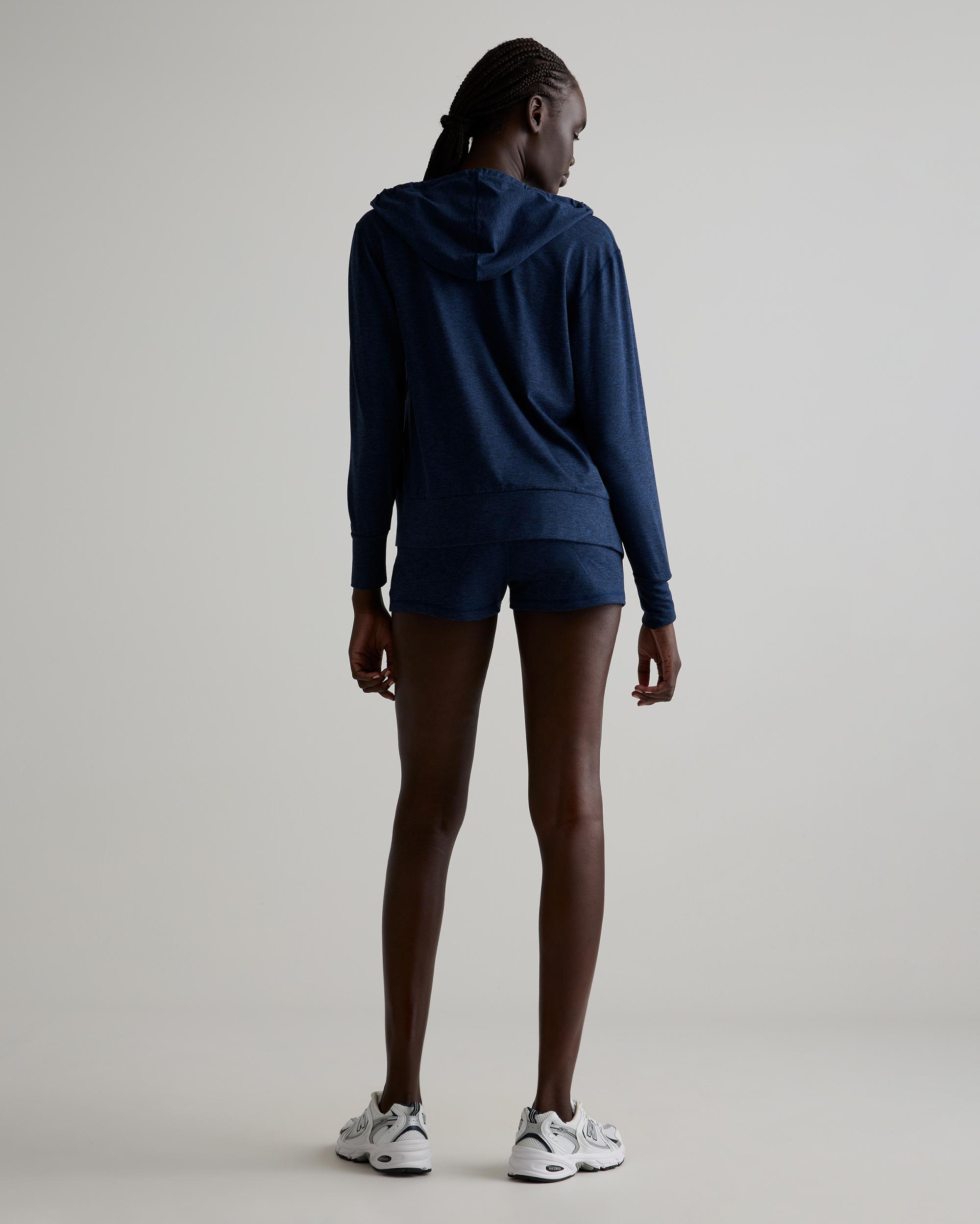 Quince | Women's Super Soft Performance Full Zip Hoodie in Navy, Flowknit Activewear, Size XL, Recycled Polyester Product Image