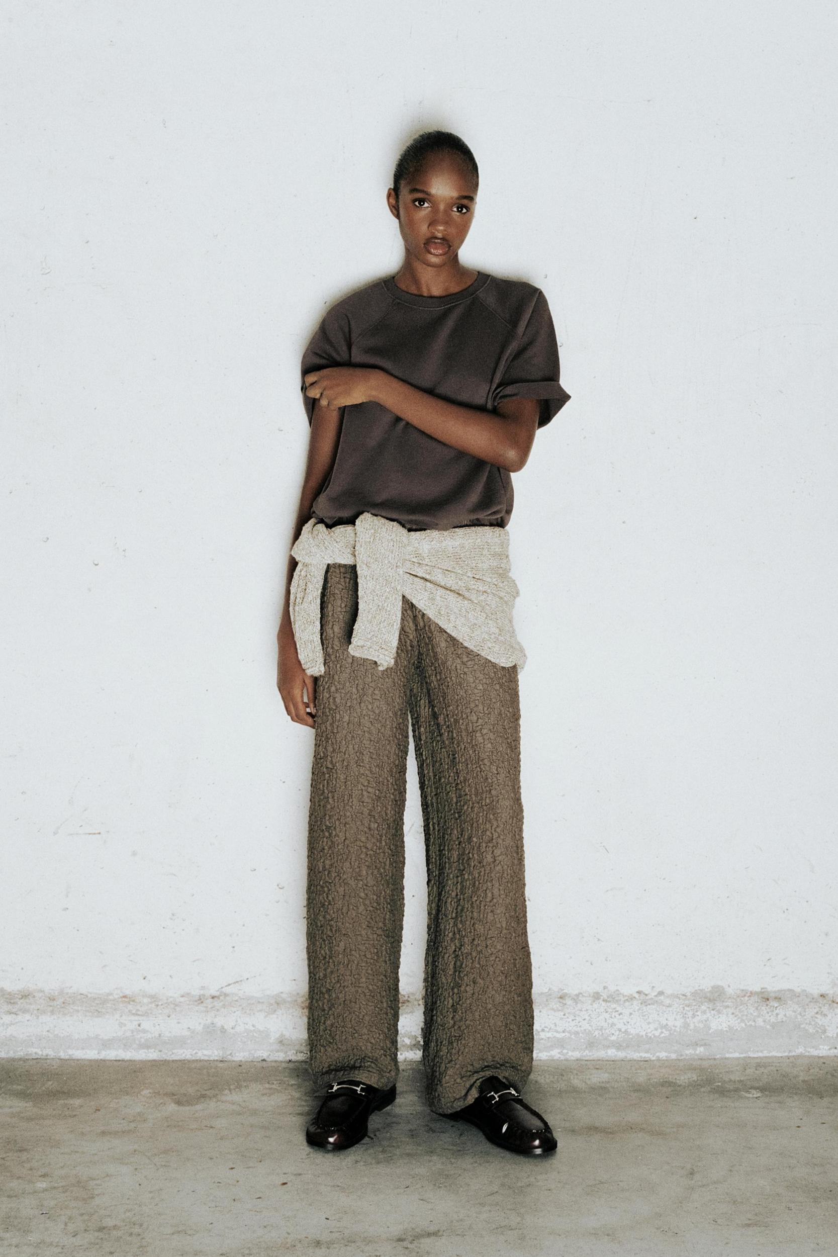 Creased-effect Bardot top Product Image