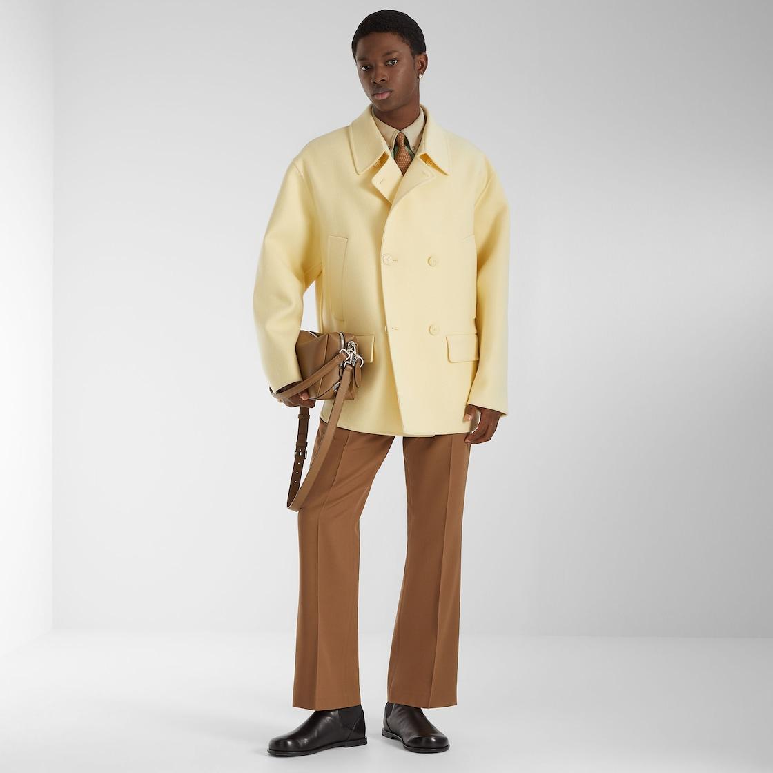 CoatLight yellow wool pea coat Product Image
