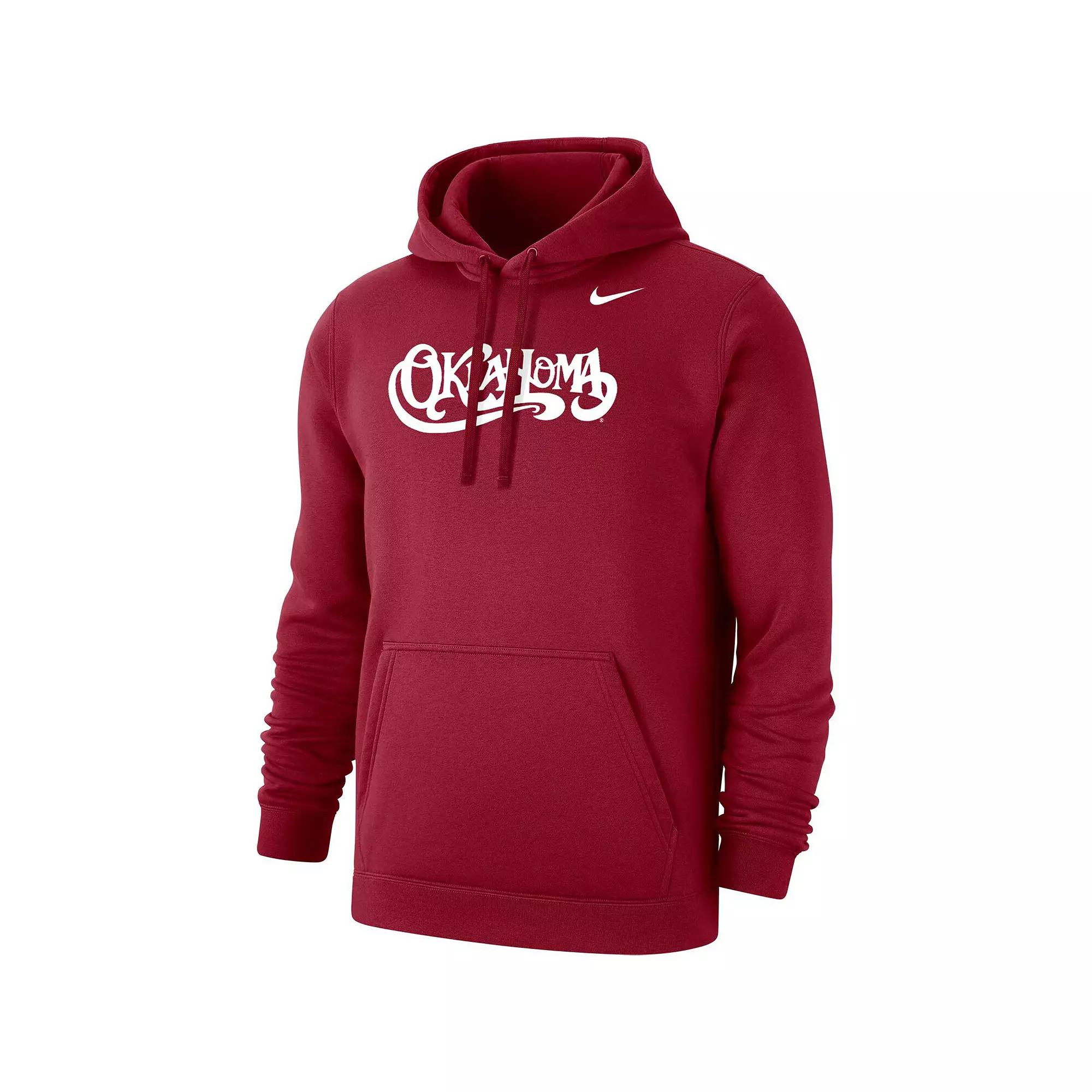 Men's Nike  Crimson Oklahoma Sooners Vintage Script Club Fleece Pullover Hoodie, Size: Large, Red Product Image