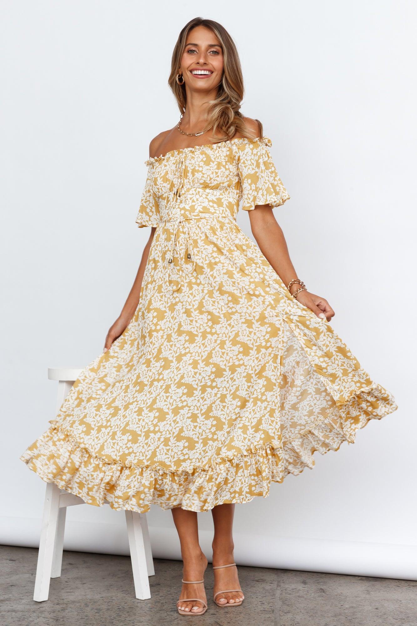 Boho Muse Midi Dress Yellow Product Image