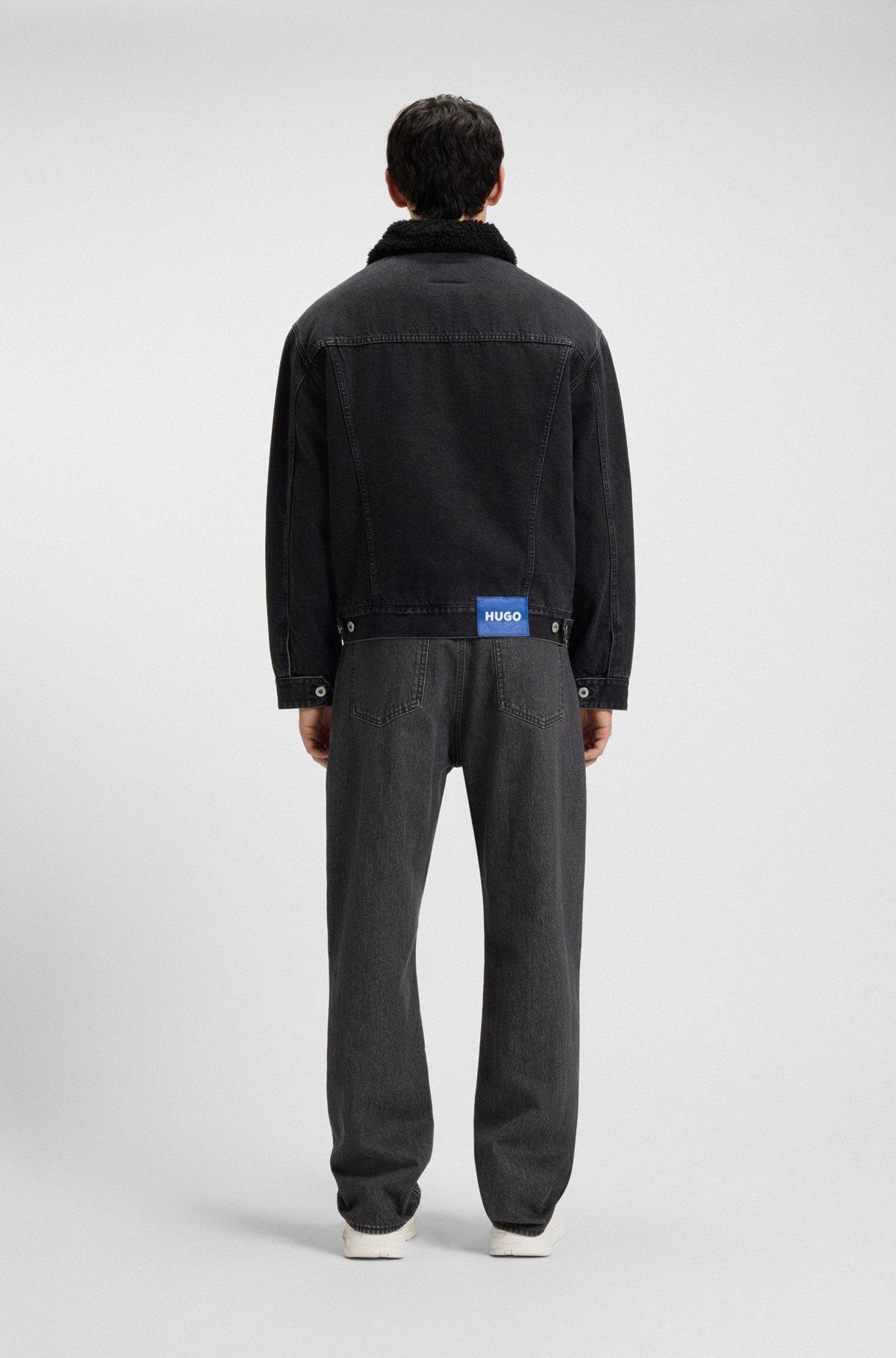 Baggy-fit jeans in black stonewashed denim Product Image