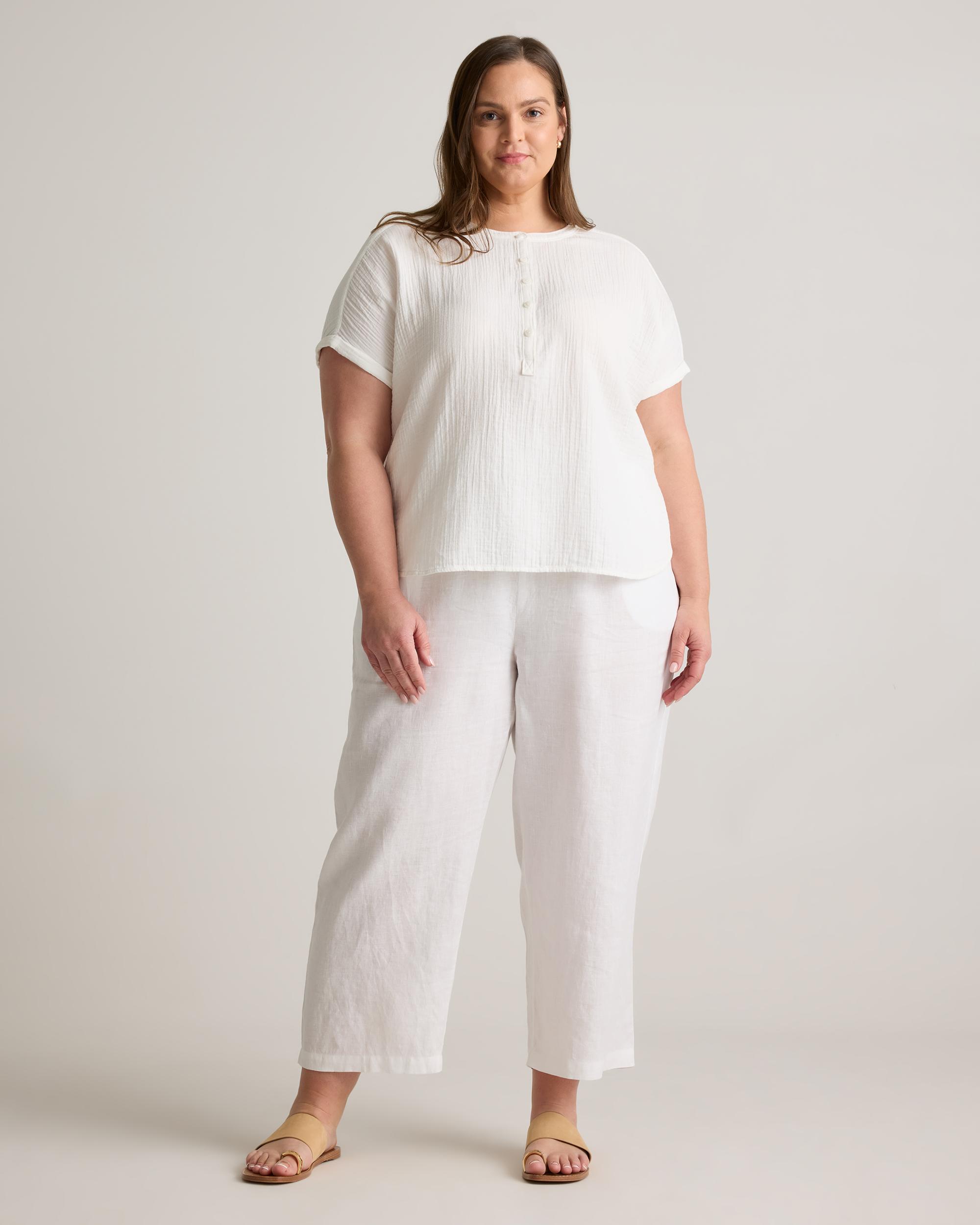 Quince | Women's Gauze Roll Sleeve Shirt Organic Cotton Product Image