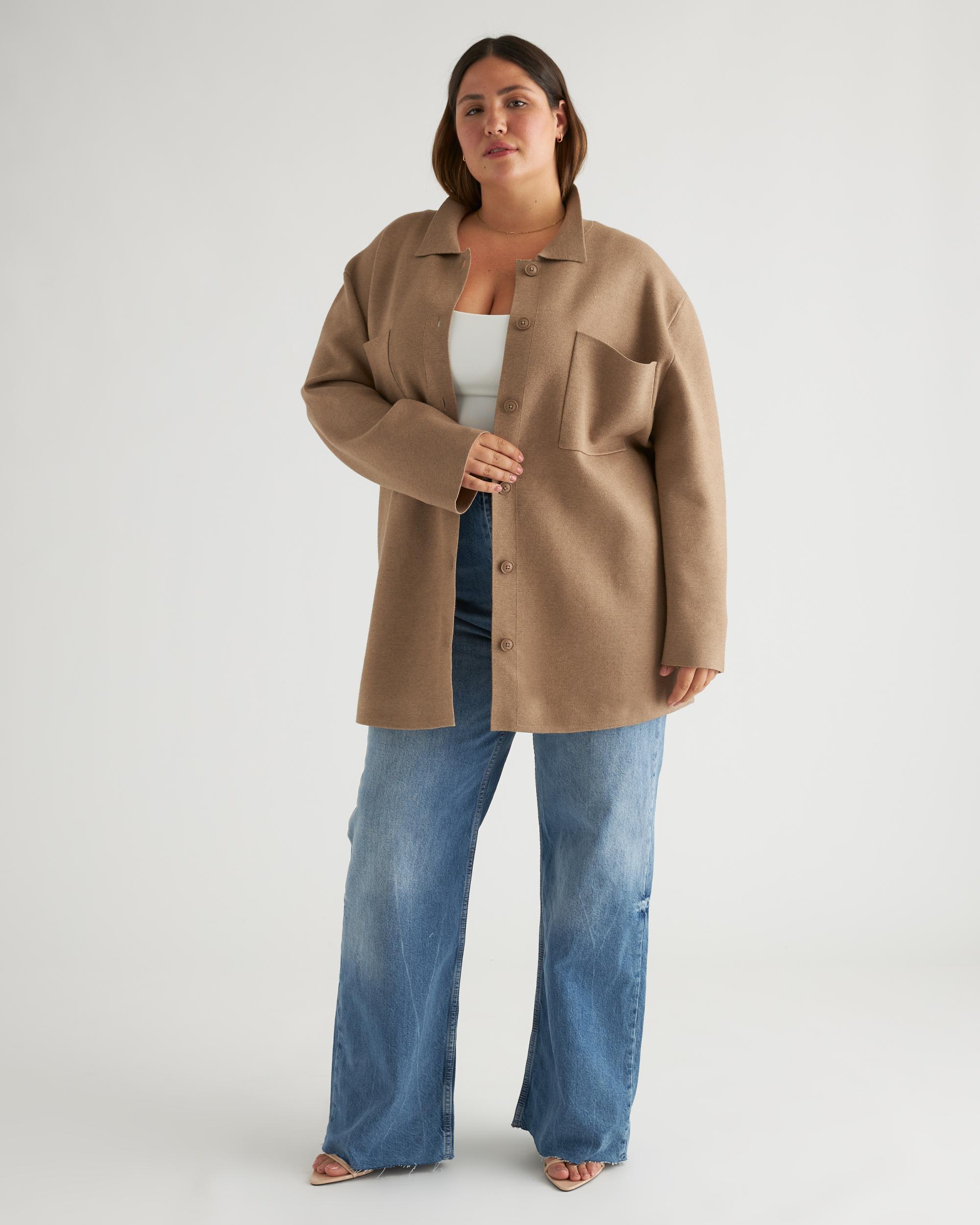 Quince | Women's Eco-Knit Milano Stitch OverSized Shirt Jacket Viscose Product Image