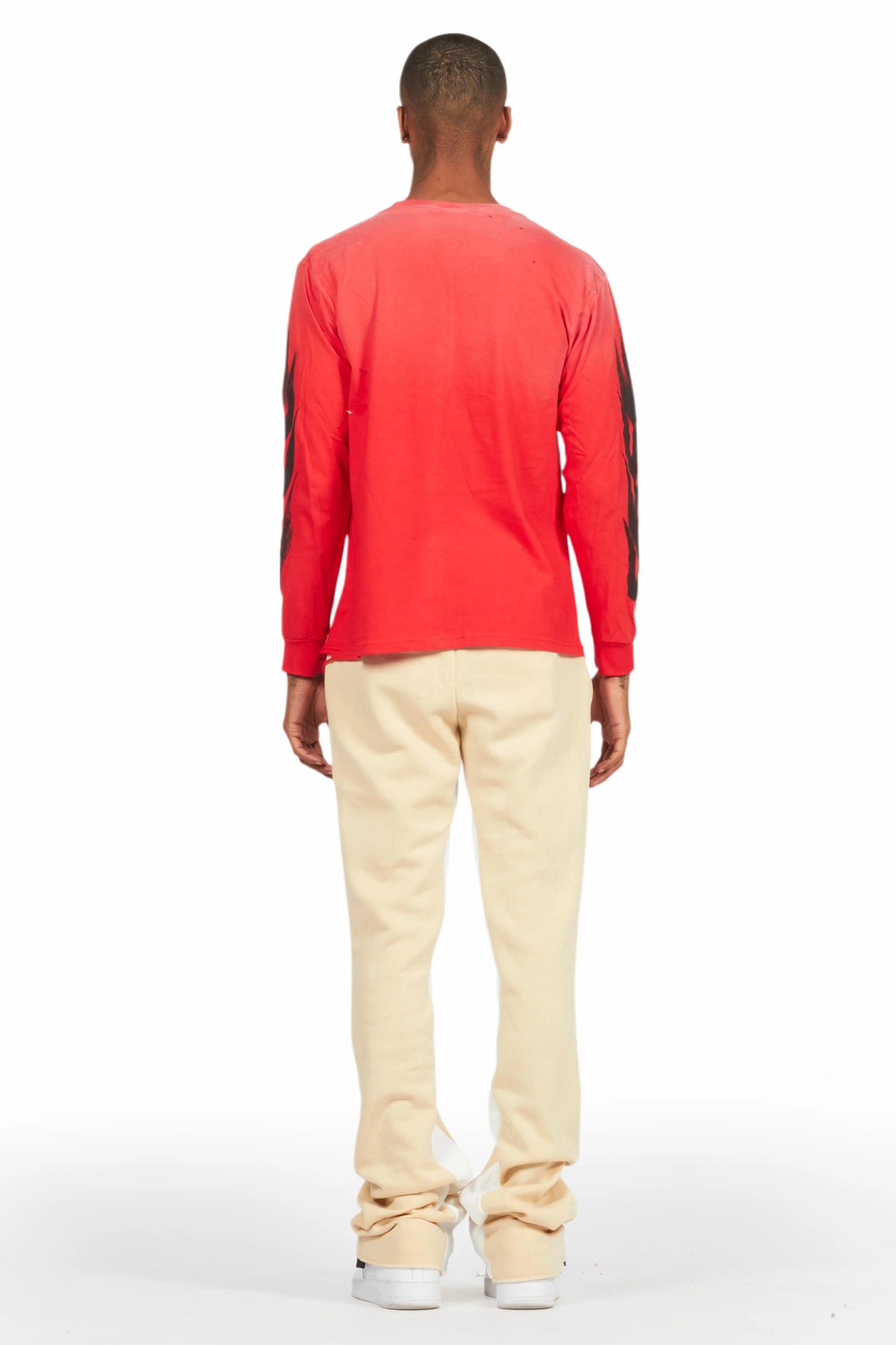 Uko Beige Stacked Baggy Track Pant Male Product Image