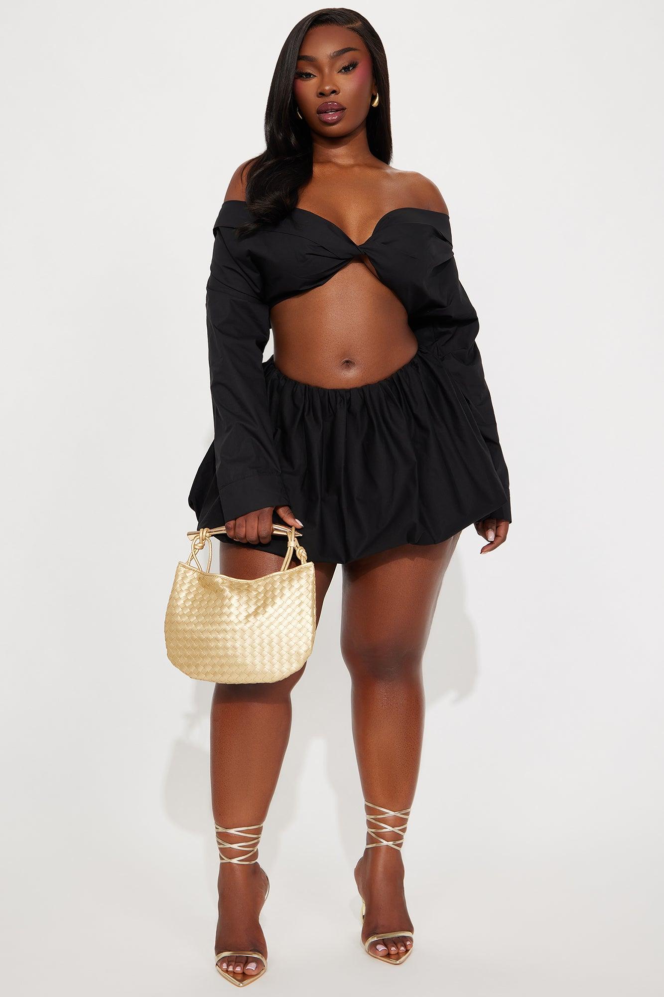 Suzette Poplin Bubble Mini Skirt - Black Product Image