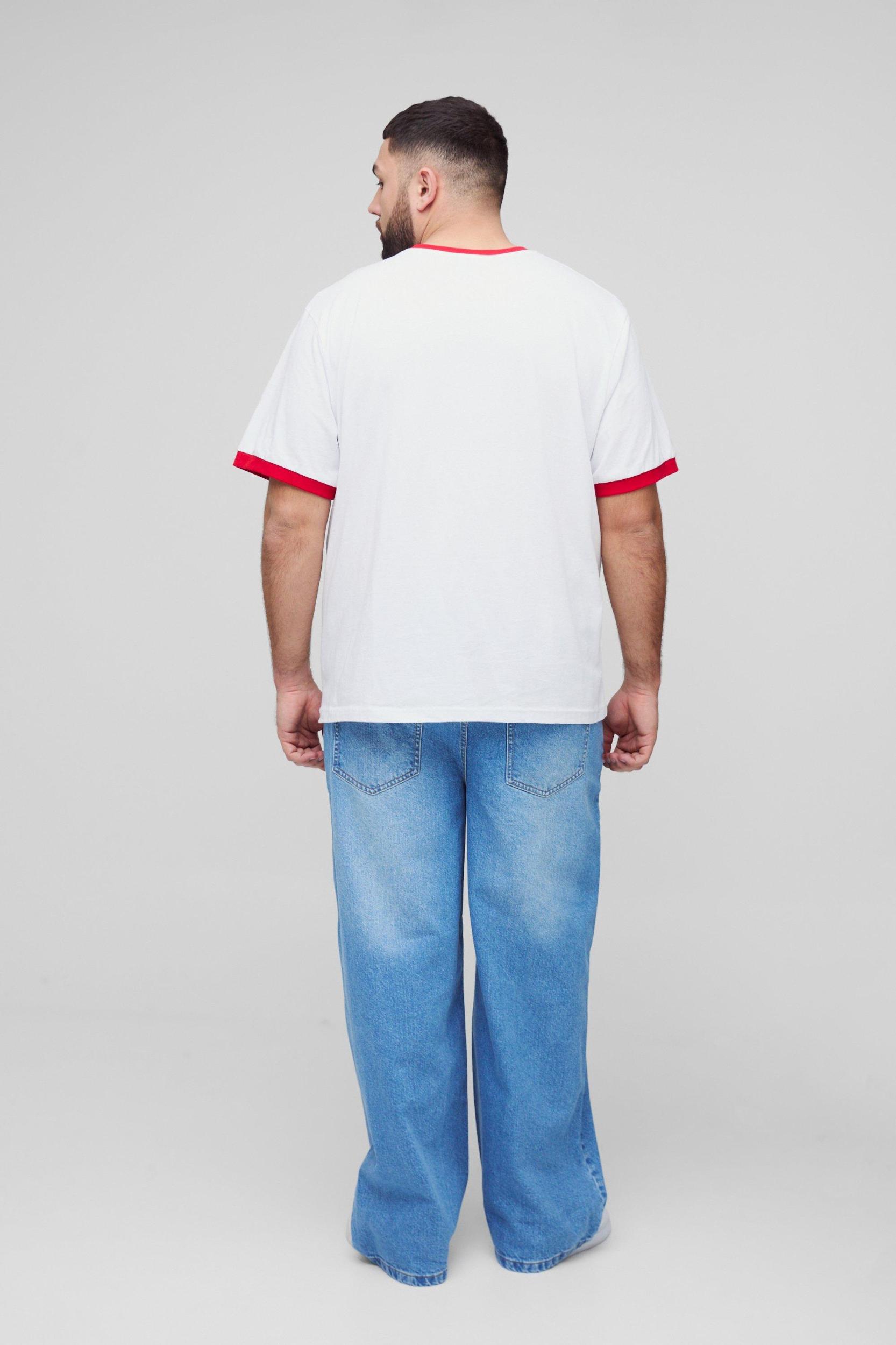 Plus Relaxed Ripped Rigid Jeans | boohooMAN USA Product Image