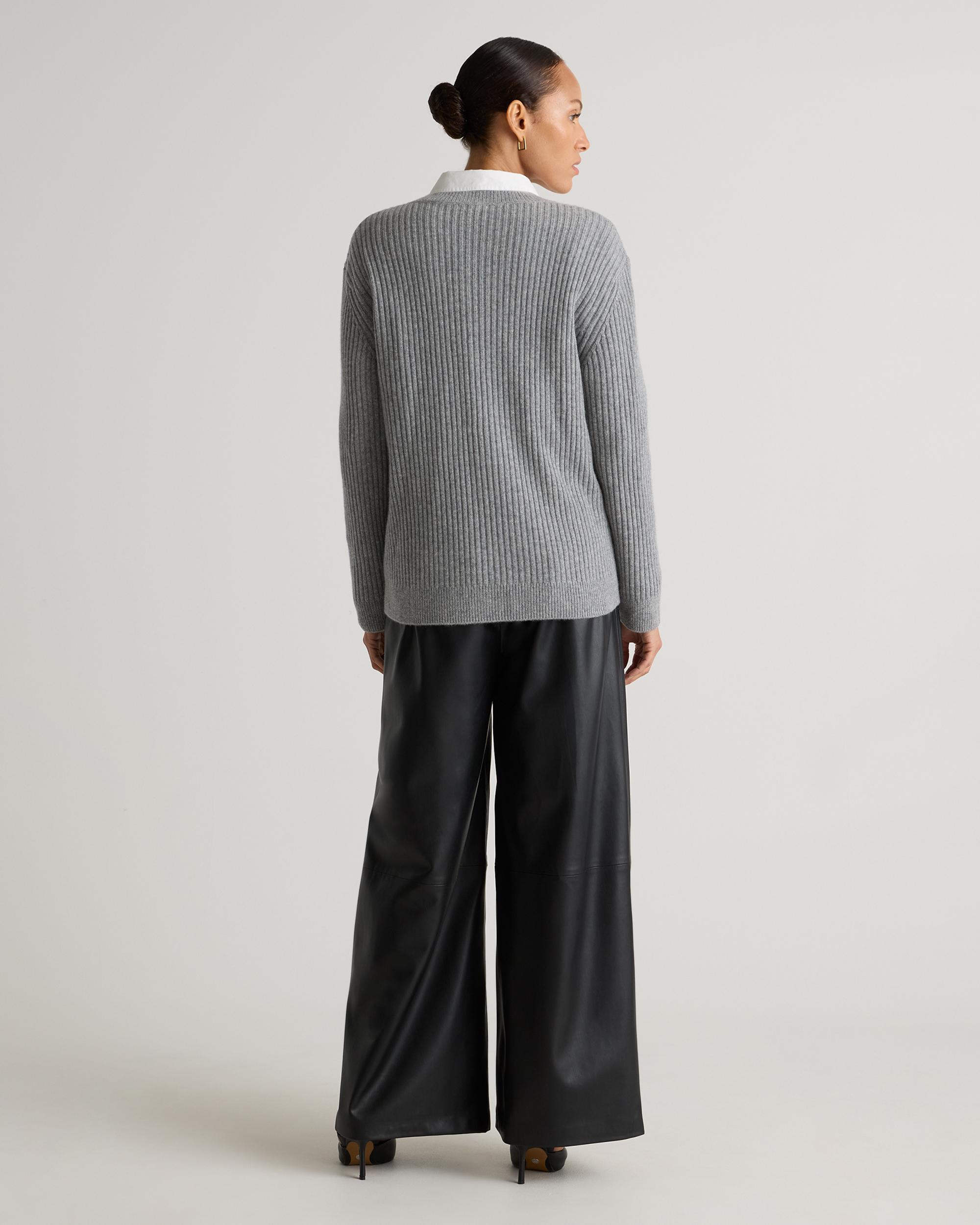 Quince | Women's Mongolian Cashmere Relaxed Wide-Rib Crewneck Sweater Size XL Product Image