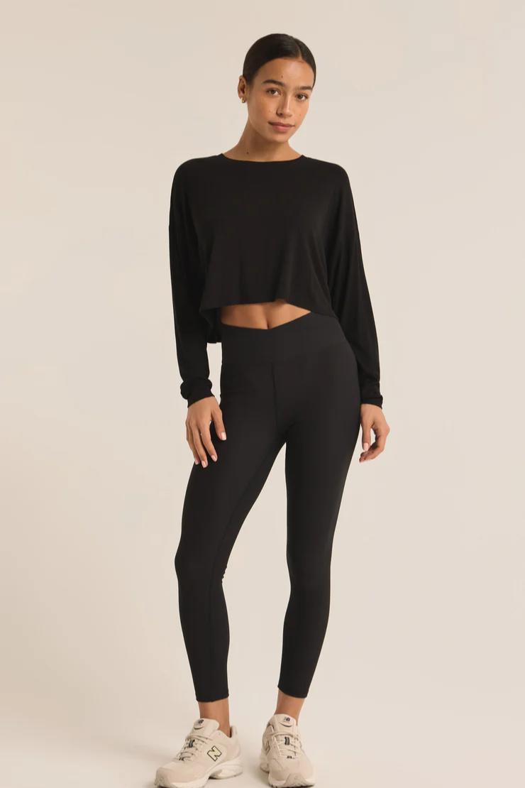 Layer On Rib Long Sleeve Top - Black Product Image