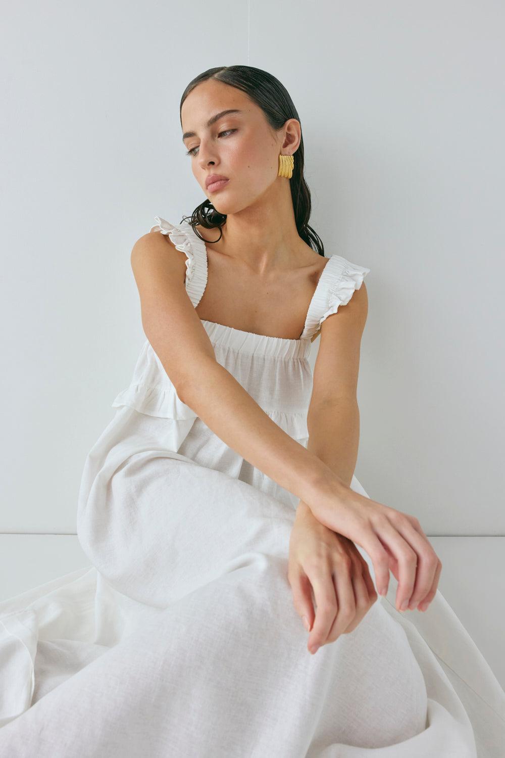 Curate & Create Smock Maxi Dress White Product Image