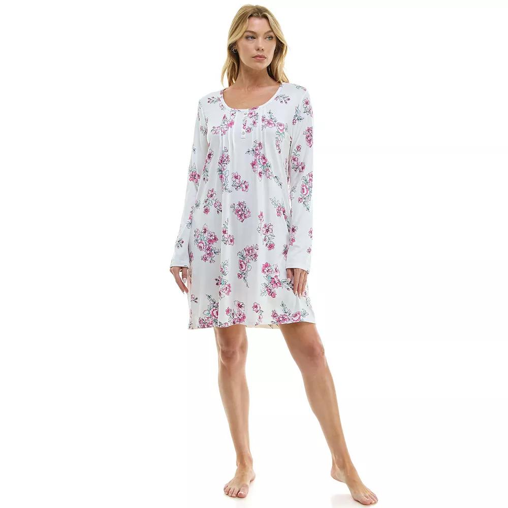 Women's Croft & Barrow® Cozy Luxe Long Sleeve Pajama Gown, Size: XL, Fiona Floral Product Image