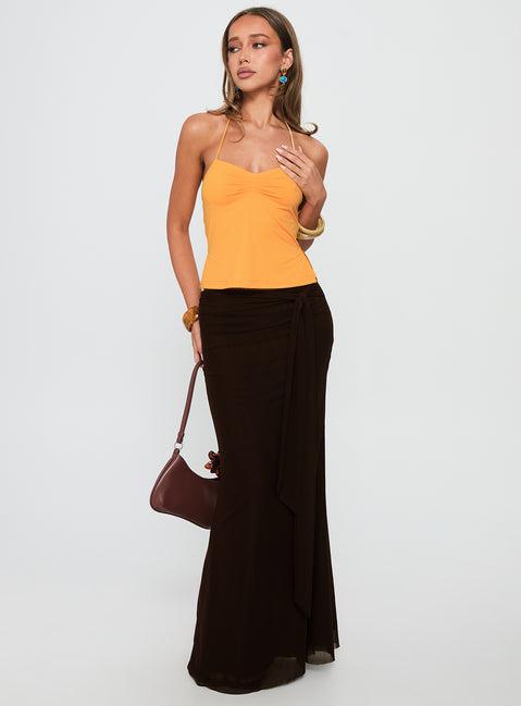 Caviar Tie Maxi Skirt Chocolate Product Image