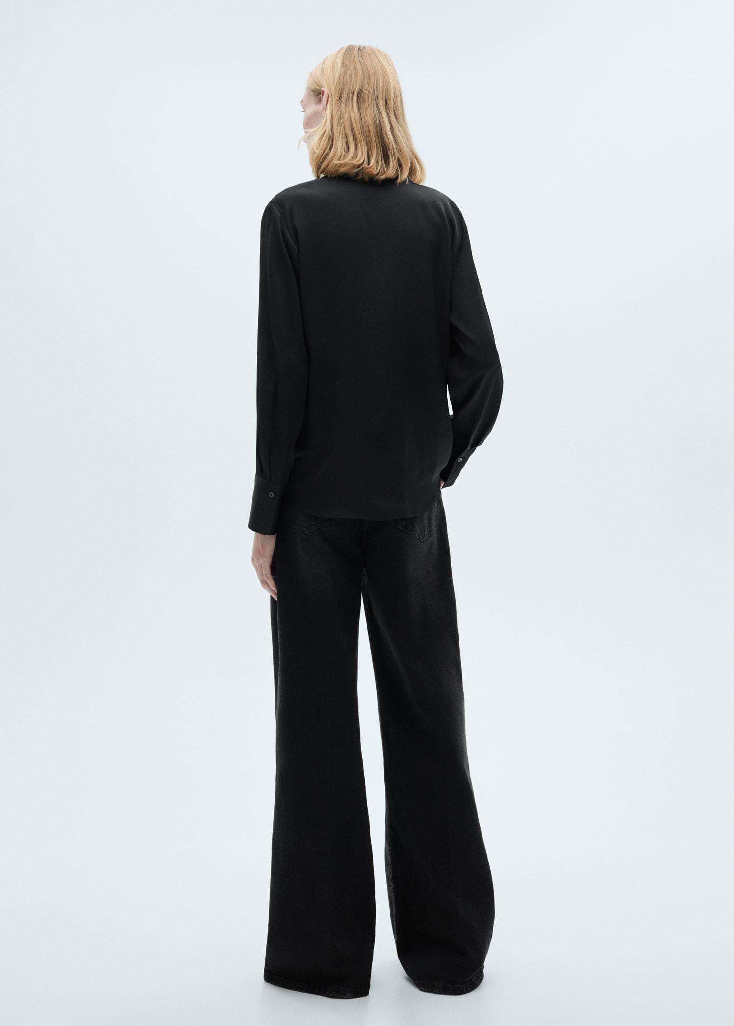 Satin finish flowy shirt - Women | MANGO USA Product Image