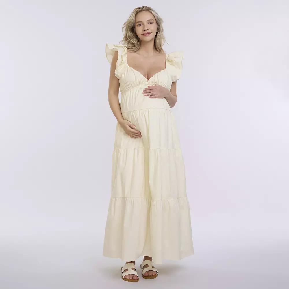 Maternity Motherhood® Babydoll Ruffle Maxi Dress, Women's,  Product Image
