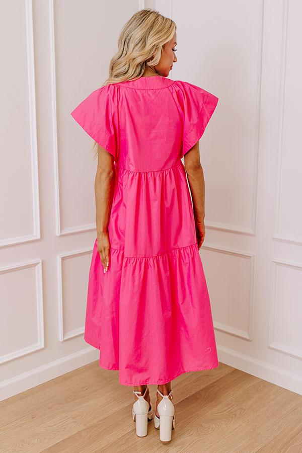 Subtle Charm Button Down Midi Dress in Pink Product Image