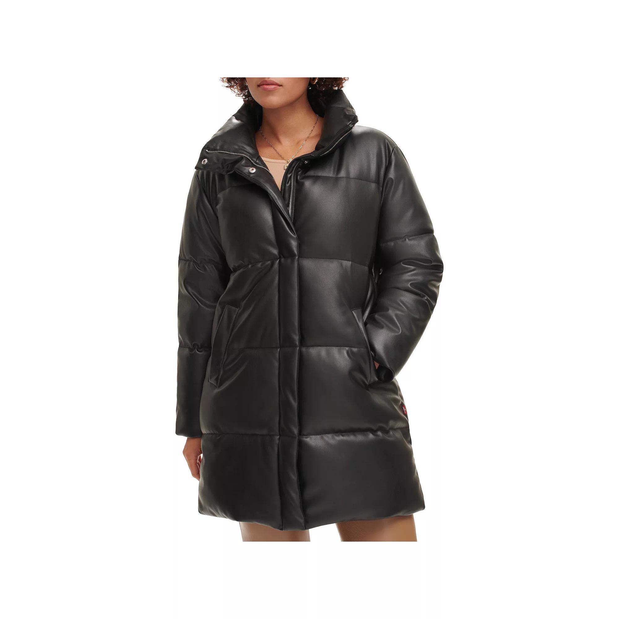 Womens Levis Faux Leather Mid-Length Puffer Jacket Product Image