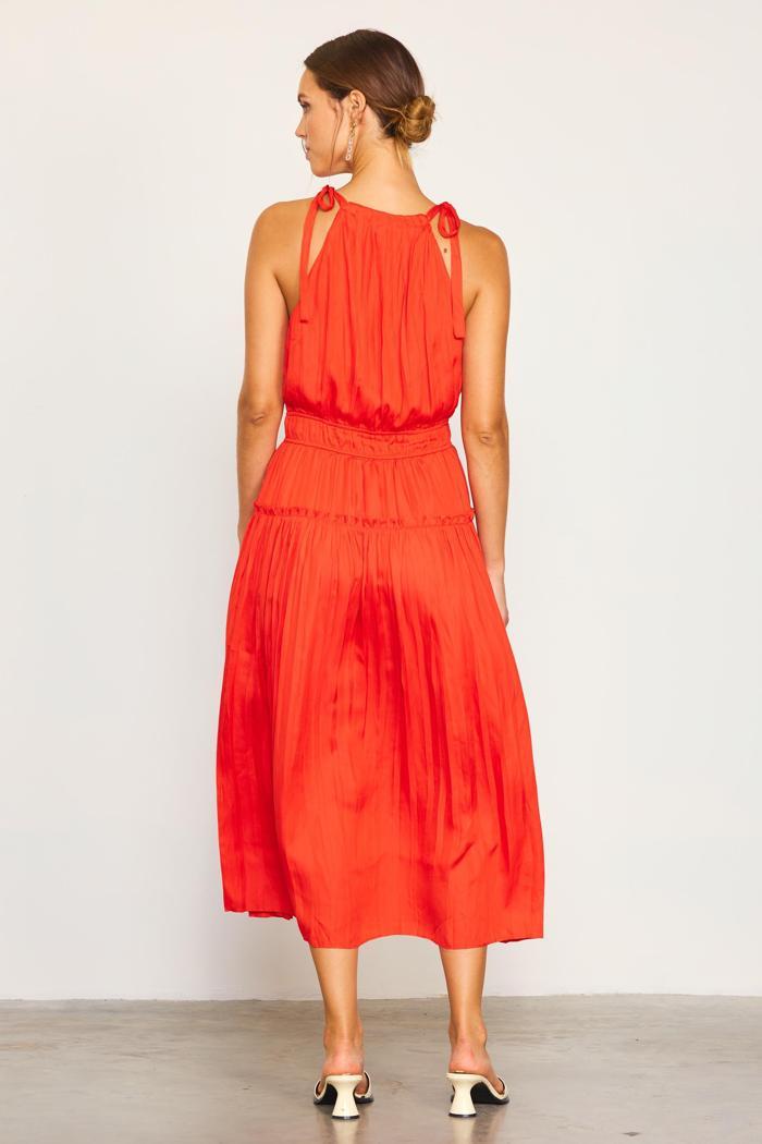 Pleated Halter Midi Dress Product Image