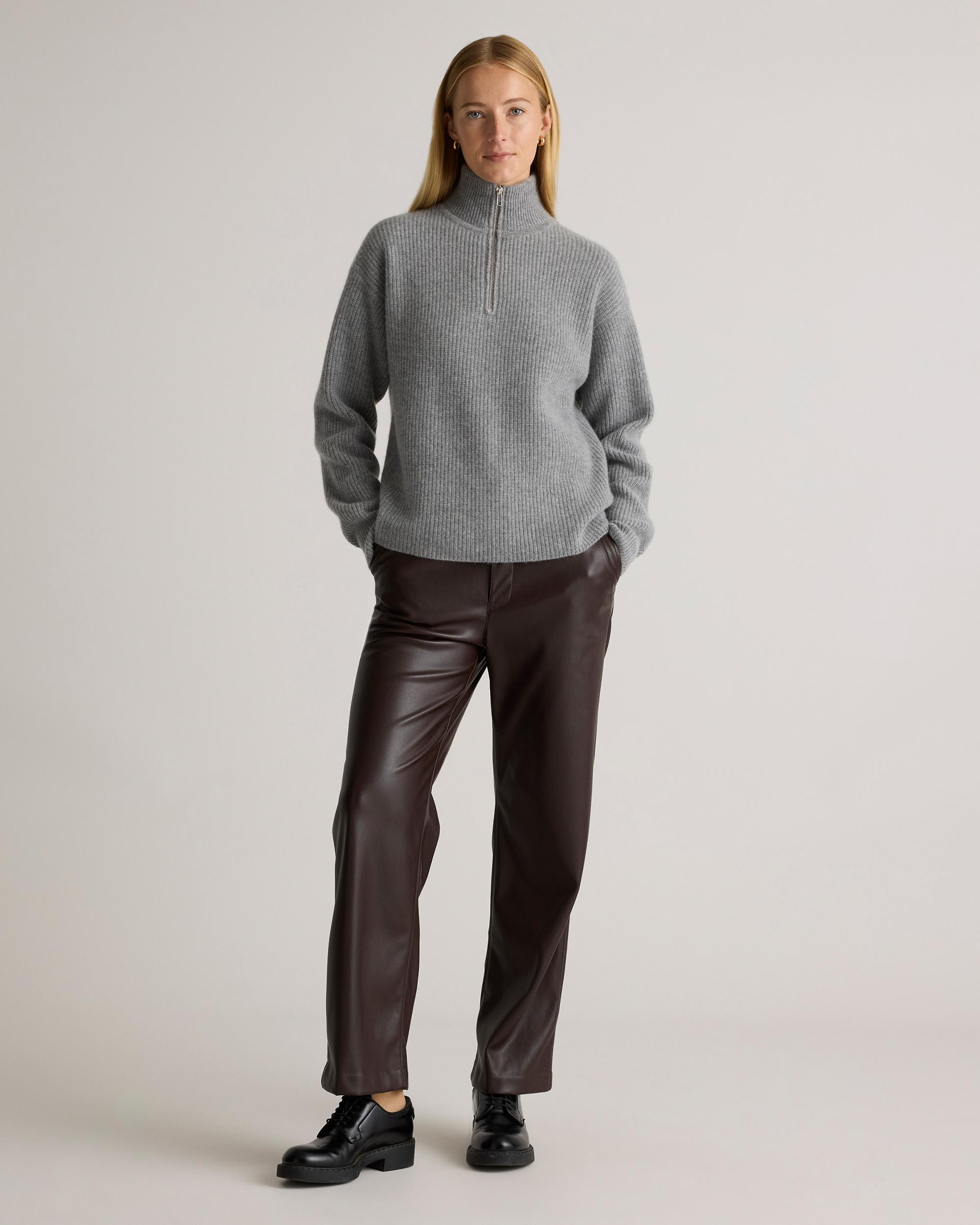Quince | Women's Mongolian Cashmere Fisherman Quarter Zip Sweater Product Image