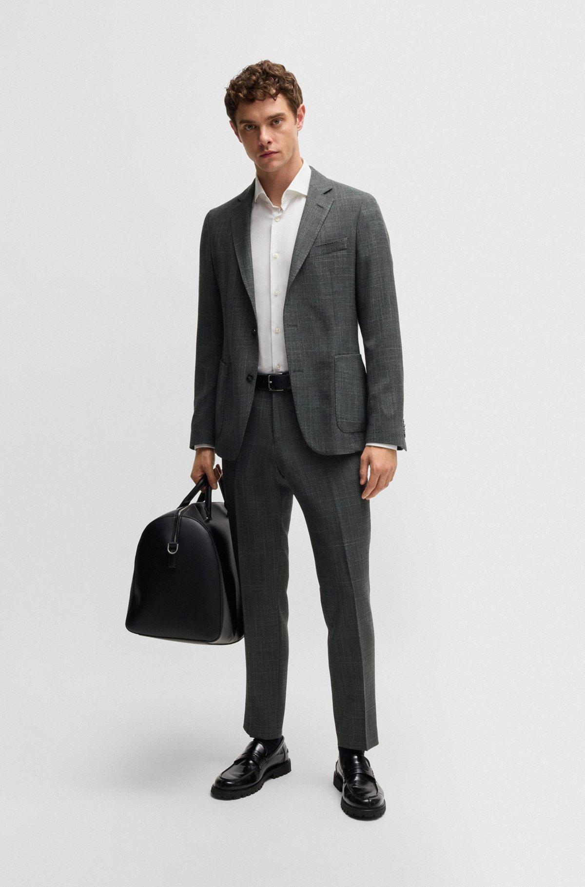 Slim-fit trousers in micro-patterned stretch cloth Product Image