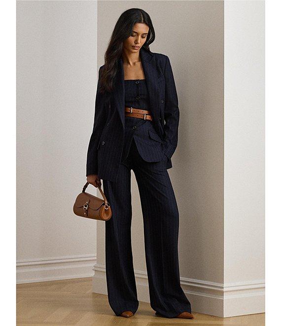 Lauren Ralph Lauren Wool Blend Pinstripe Wide Leg Coordinating Pants Product Image