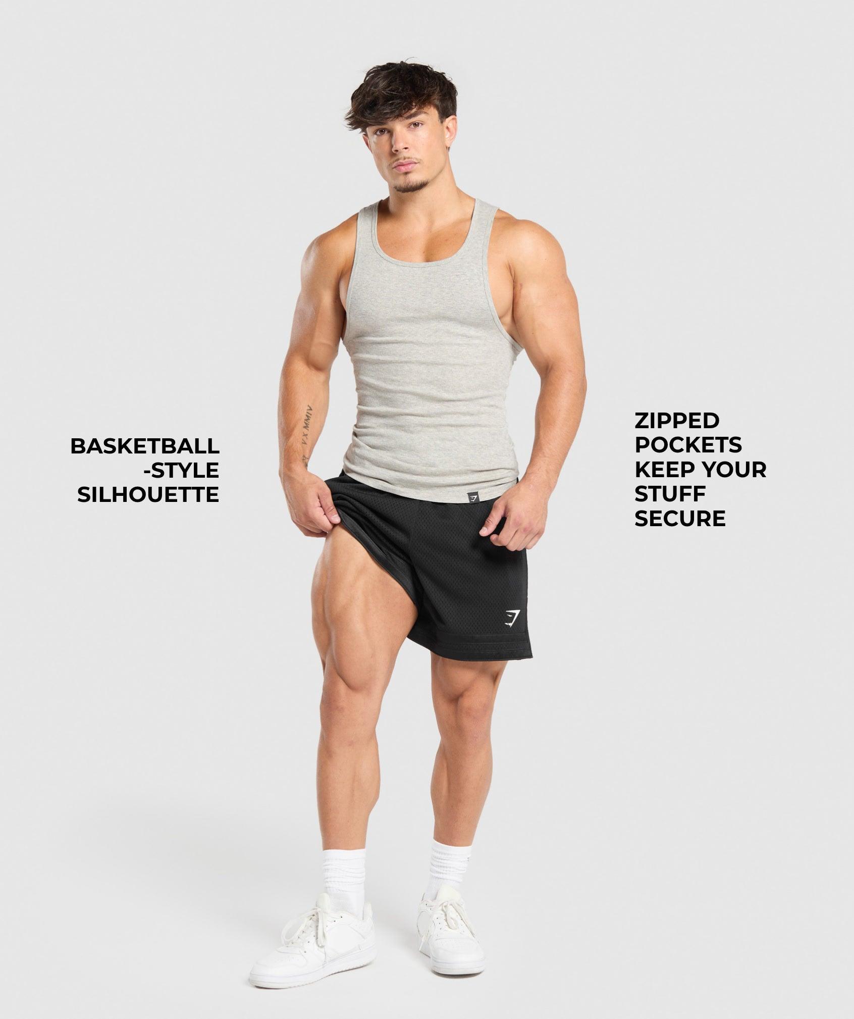 Gymshark Campus Mesh Shorts - Black/White Logo Male Product Image
