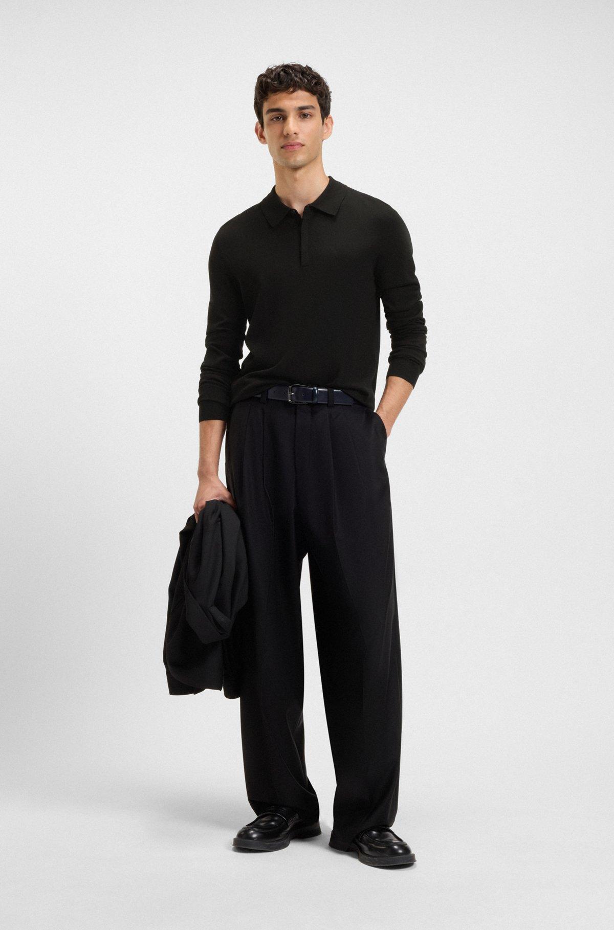 Slim-fit knit polo with rear logo Product Image