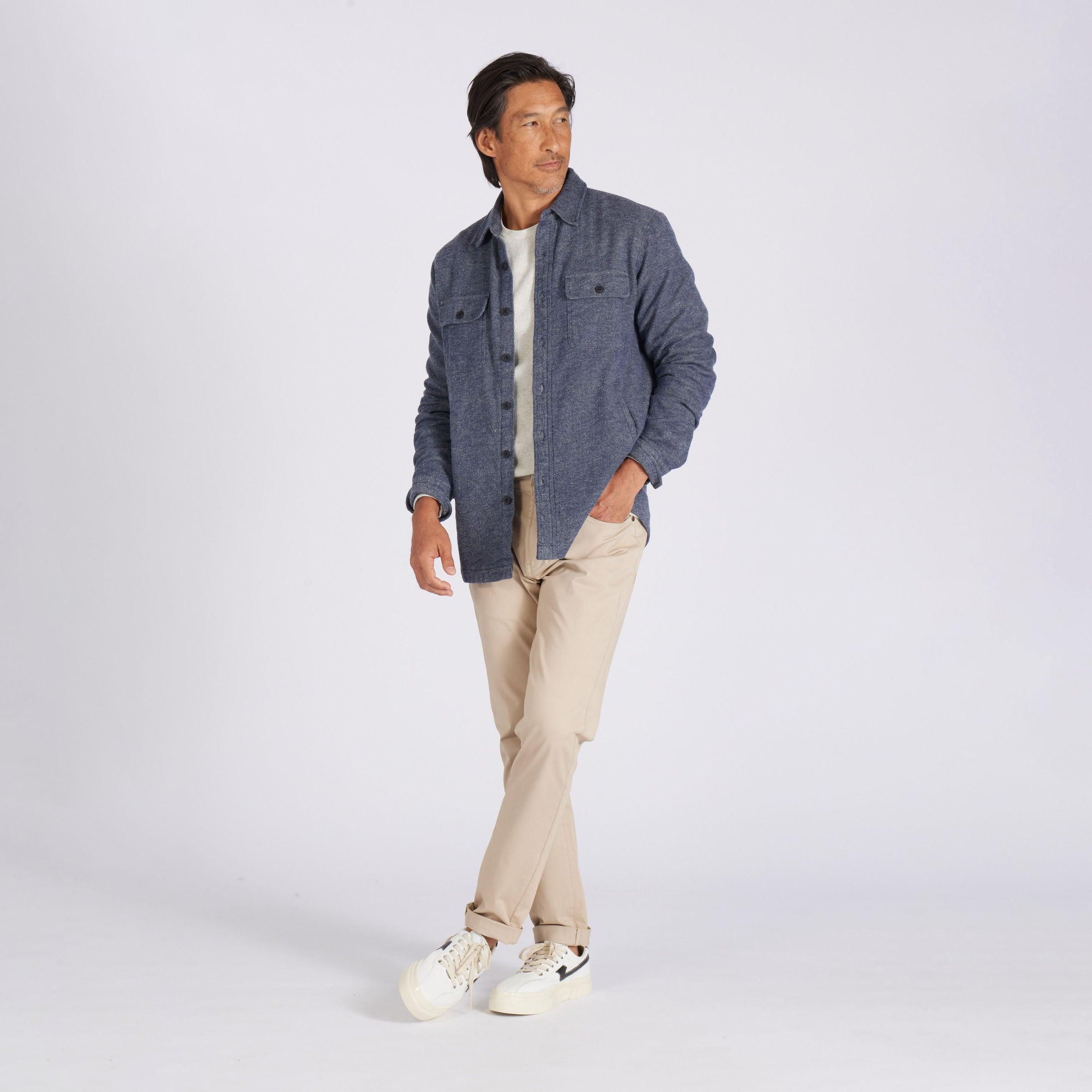 Flannel Twill Shirt Jacket - Sky Captain Product Image
