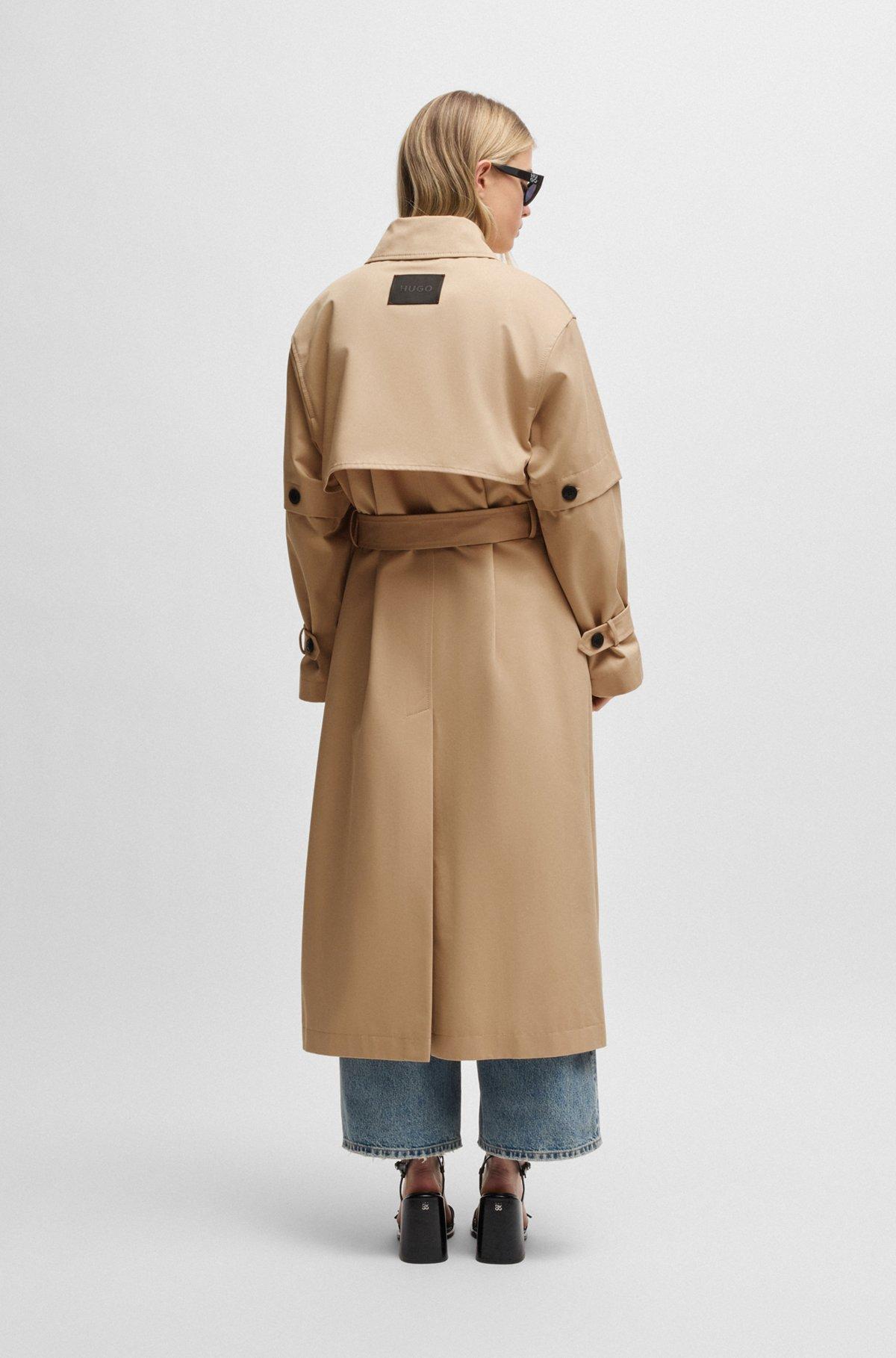 HUGO - Cotton trench coat with double-breasted front - Light Beige Product Image