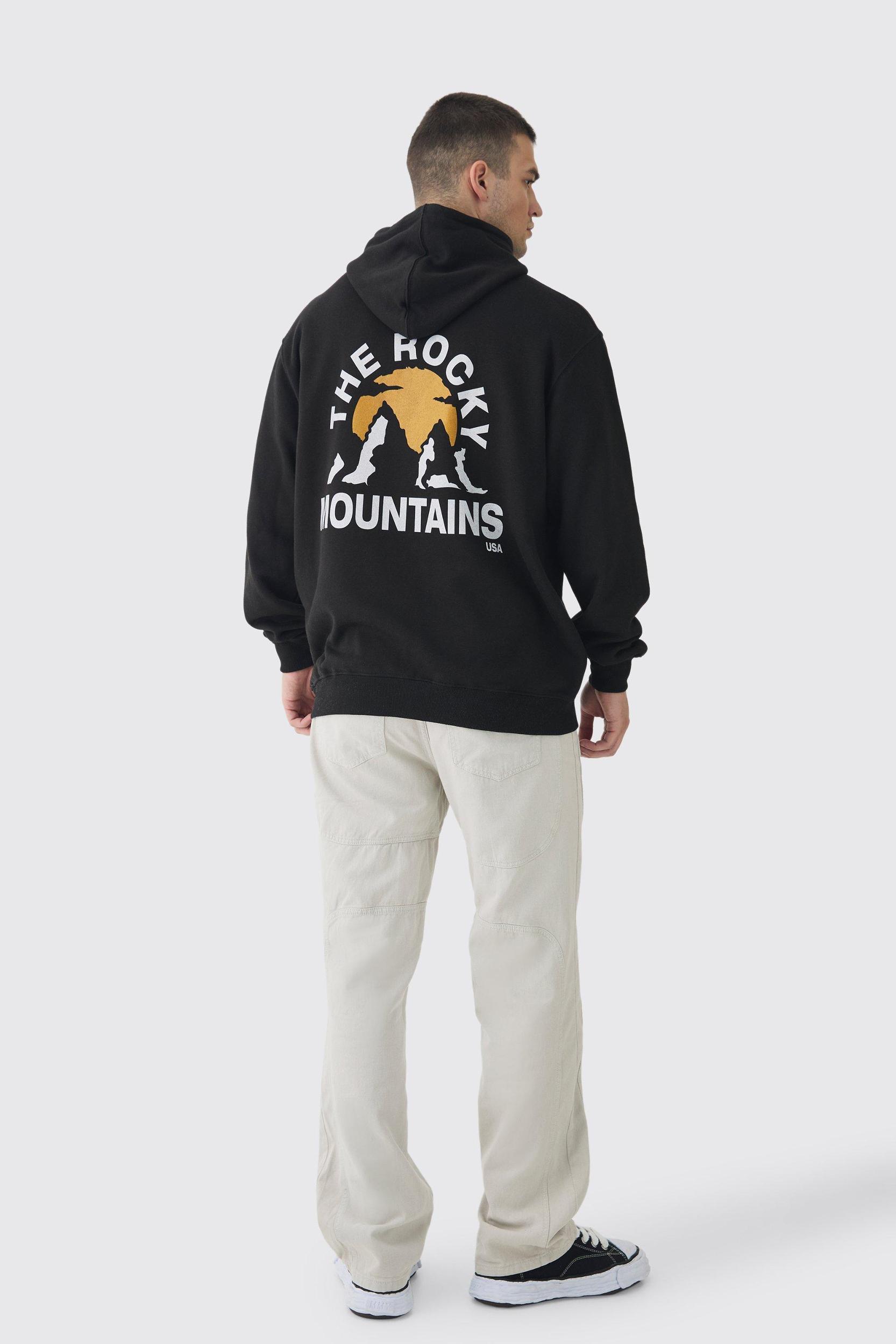 Tall Mountains Graphic Oversized Hoodie | boohooMAN USA Product Image