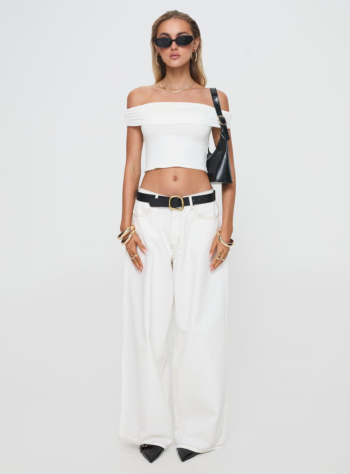 Channel Off The Shoulder Top White Product Image