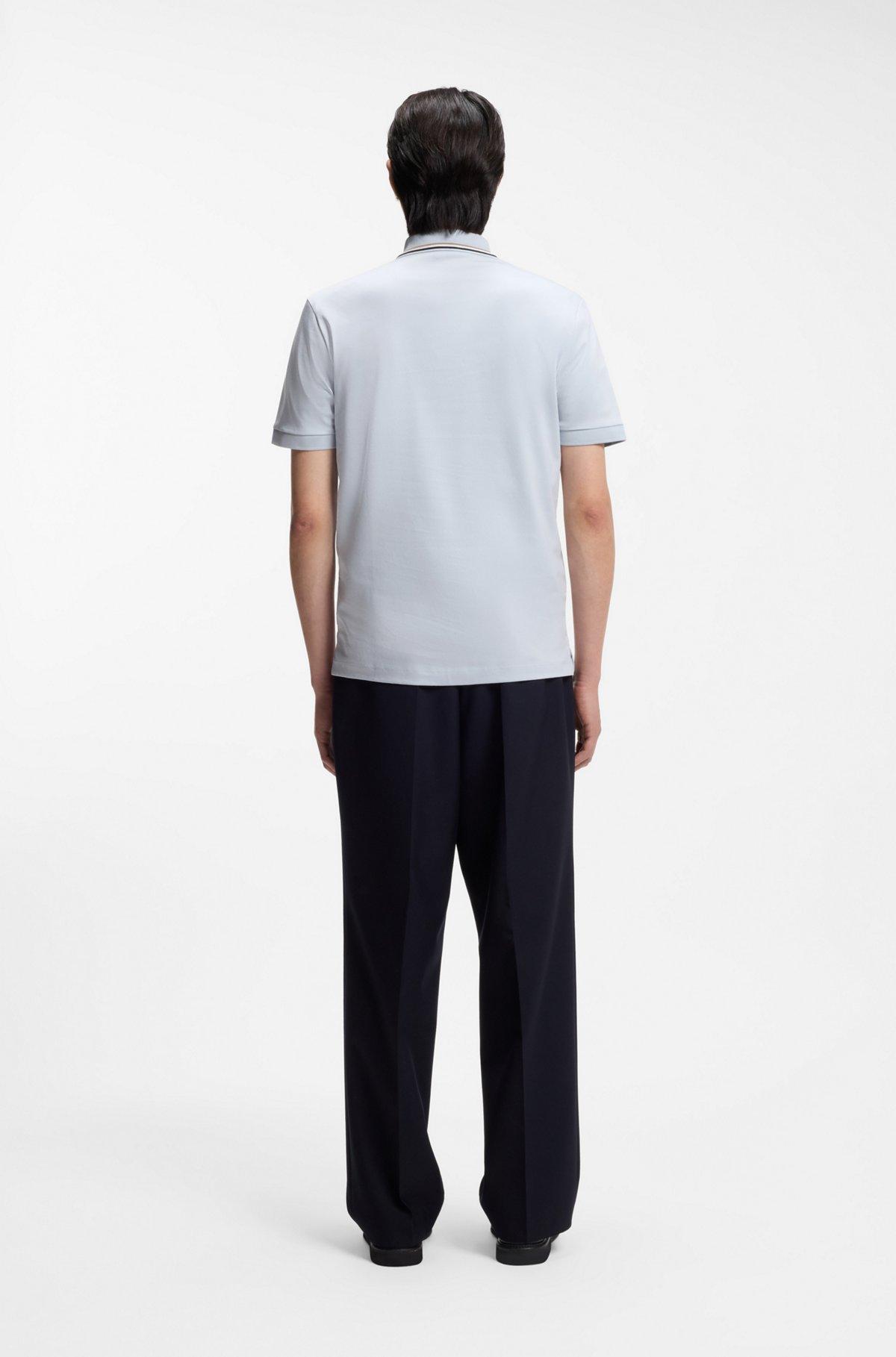 Slim-fit cotton polo shirt with striped collar Product Image
