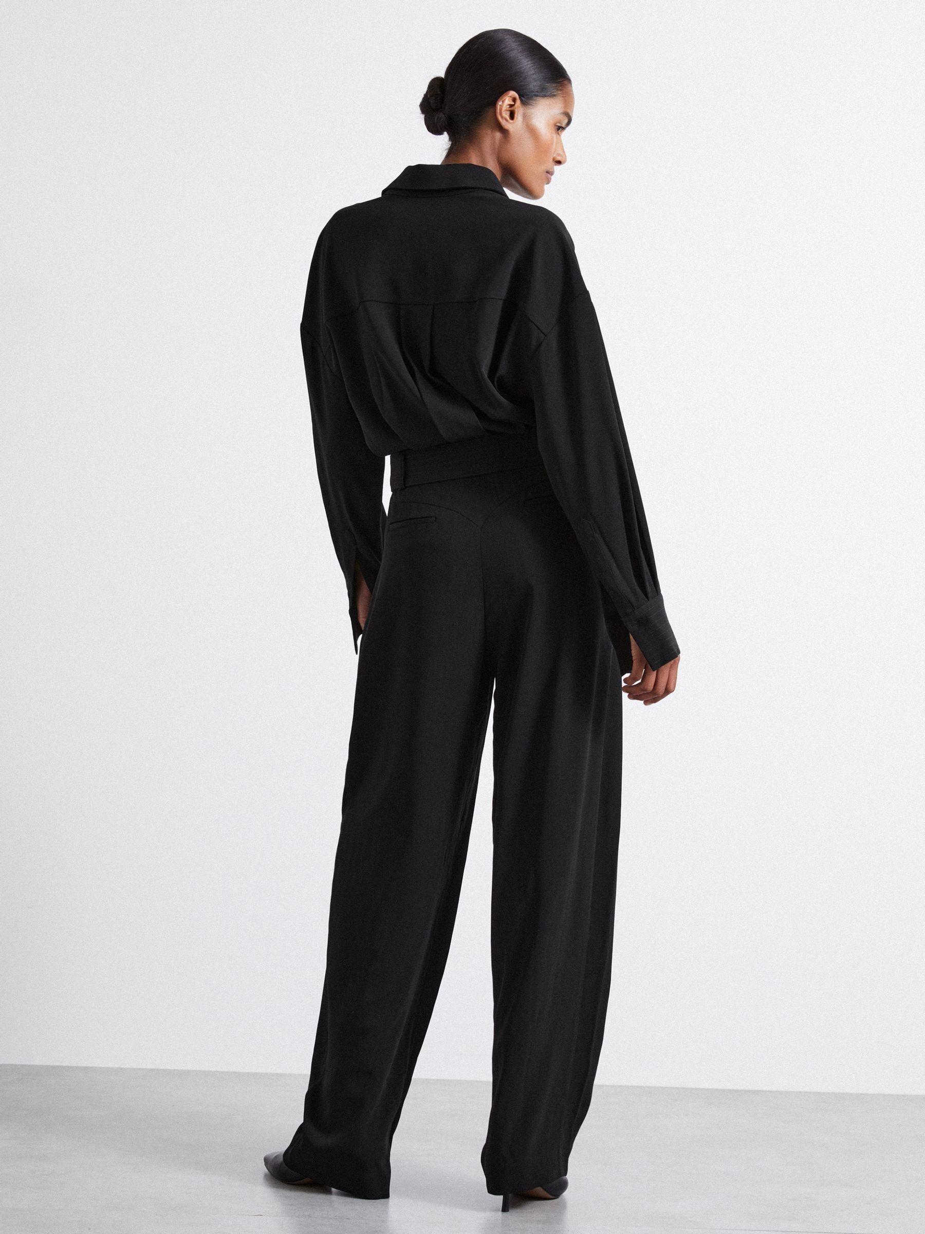 Atelier Belted Crepe Jumpsuit in Black Product Image