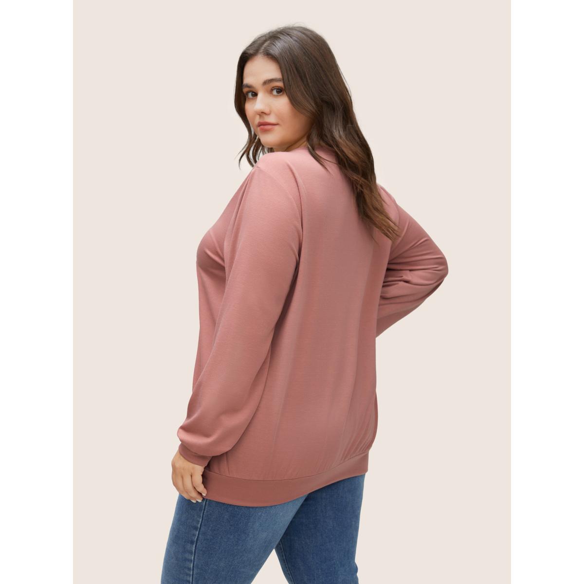 Plus Size Heart Ombre Crew Neck Sweatshirt Women DustyPink Casual Non Everyday Sweatshirts BloomChic 10/M Product Image