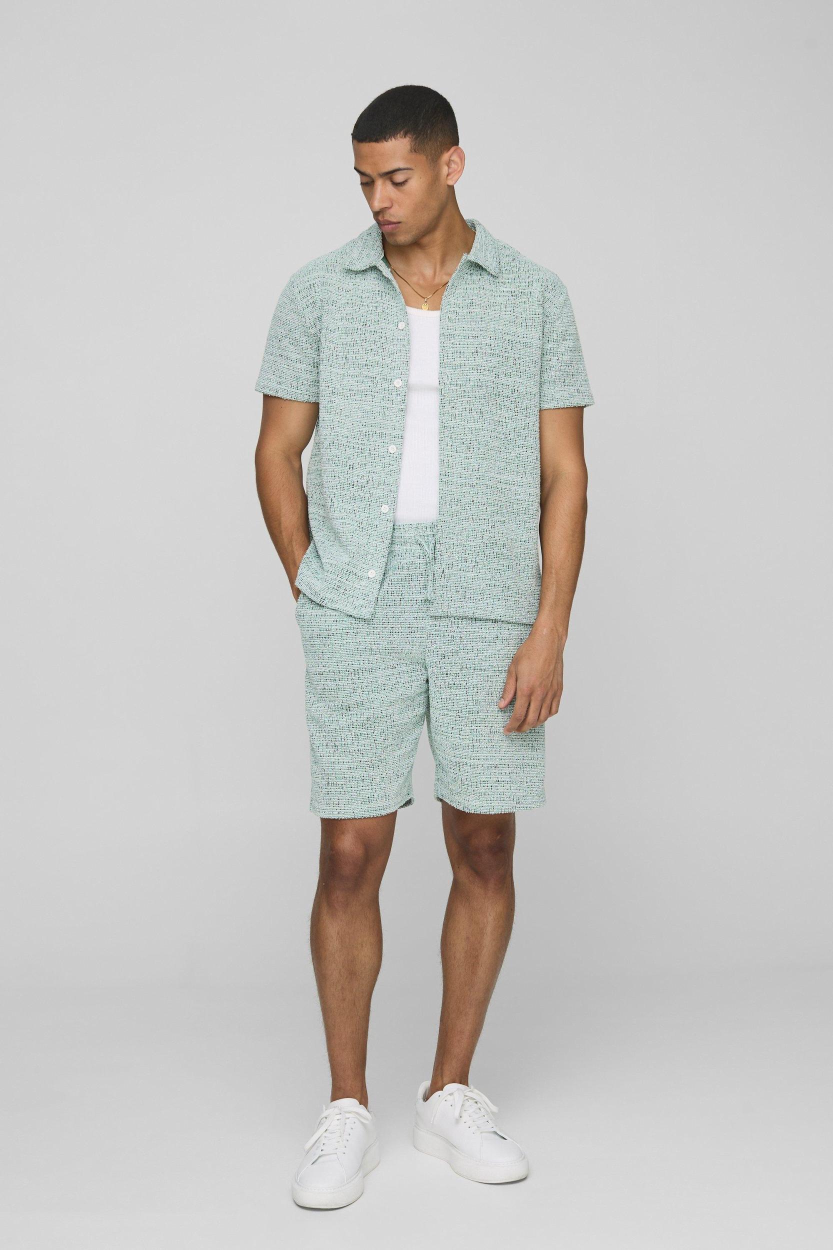 Regular Short Sleeve Shirt & Comfort Short Set | boohooMAN USA Product Image