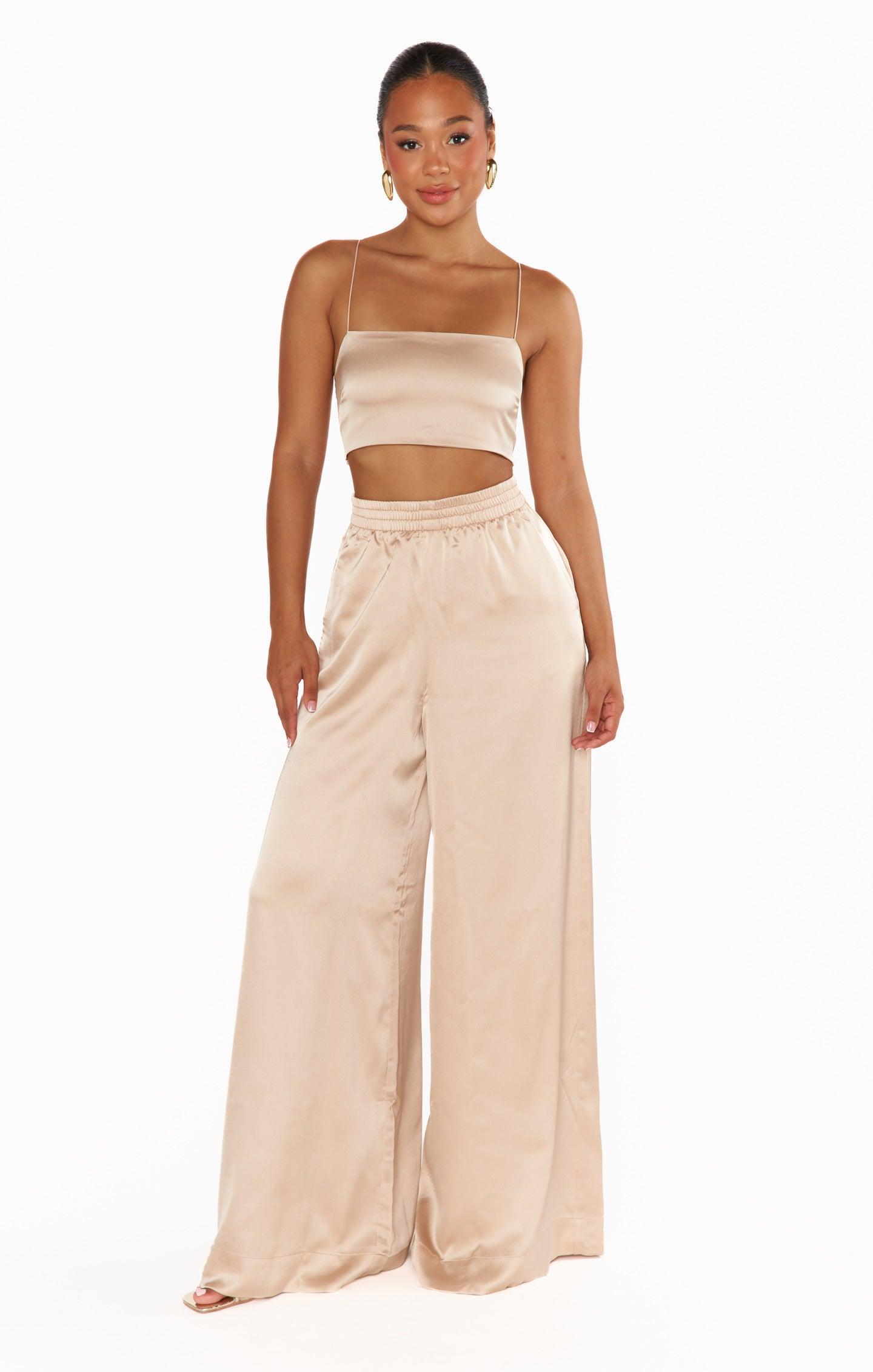 Irwin Pants ~ Champagne Luxe Satin Product Image
