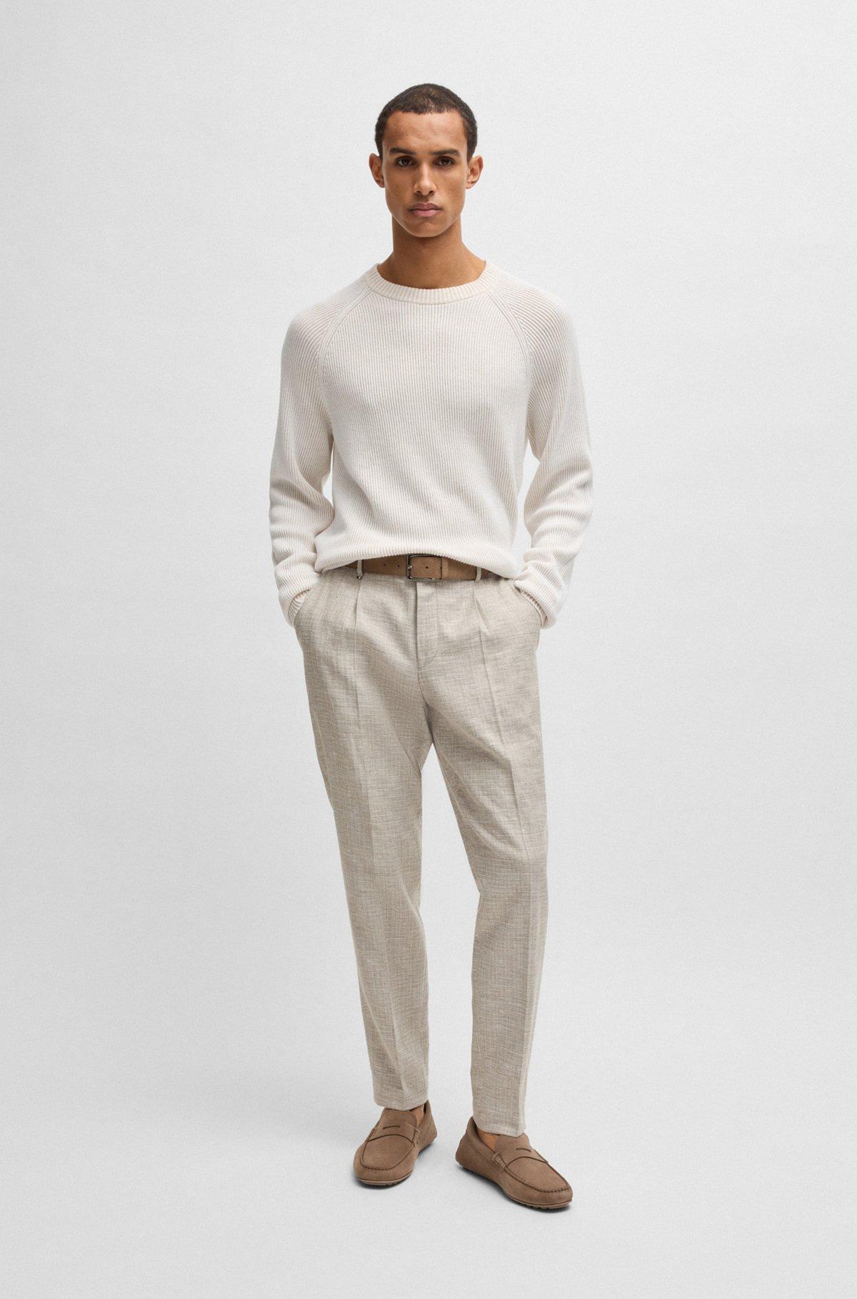 BOSS - Portuguese-crafted moccasin loafers in suede with penny trim - Beige Product Image