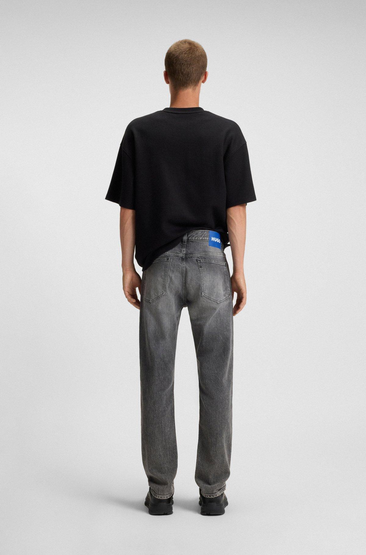 Skinny-fit jeans in distressed grey stretch denim Product Image