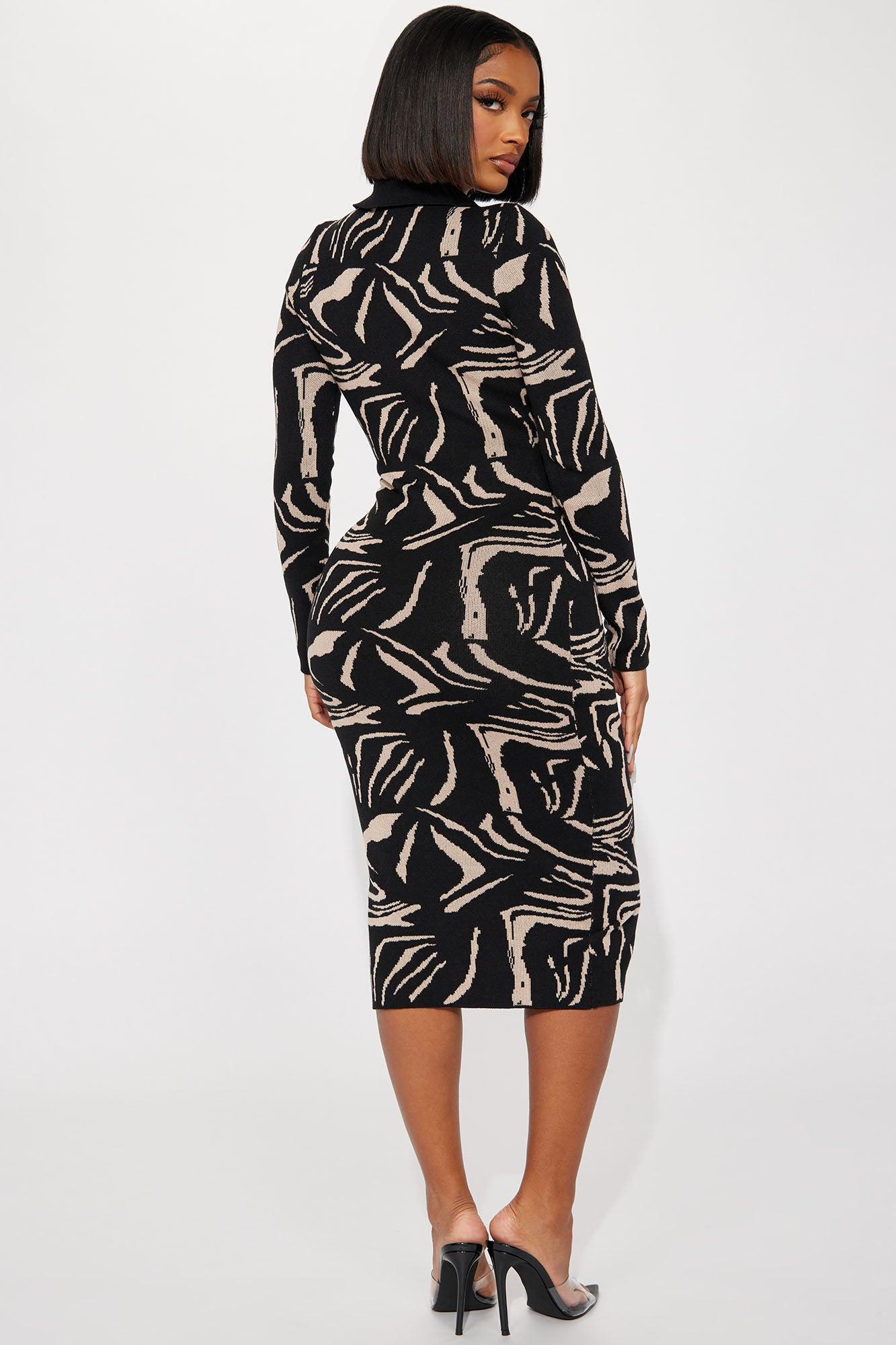 Mia Sweater Midi Dress - Black/combo Female Product Image