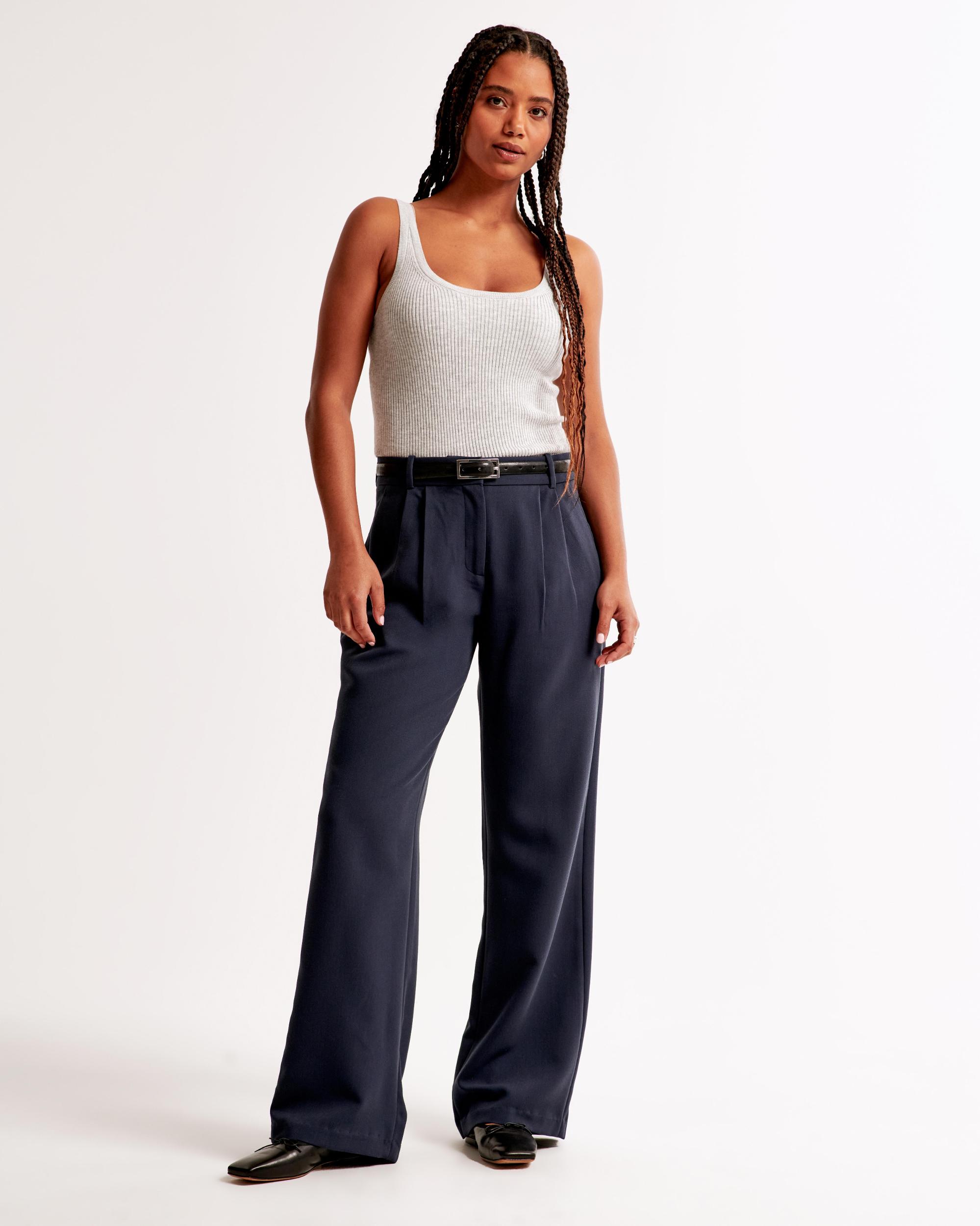 Curve Love A&F Sloane Low Rise Tailored Wide Leg Pant Product Image