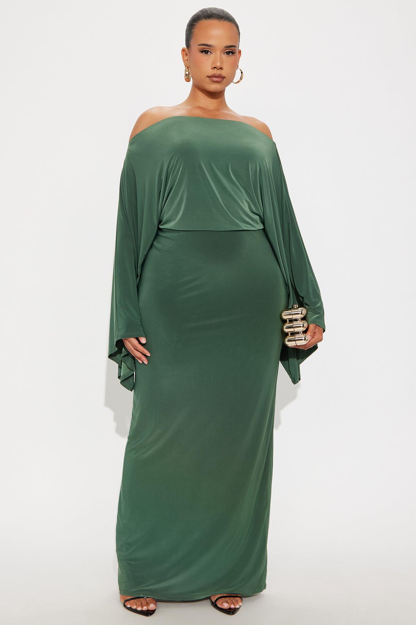 Rebecca Off Shoulder Maxi Dress - Olive Female Product Image