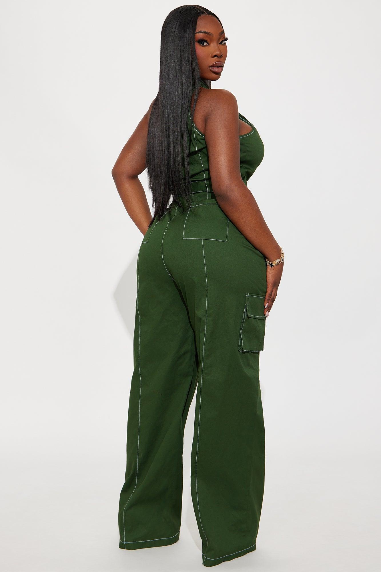 Naya Twill Zip Up Jumpsuit - Green Female Product Image