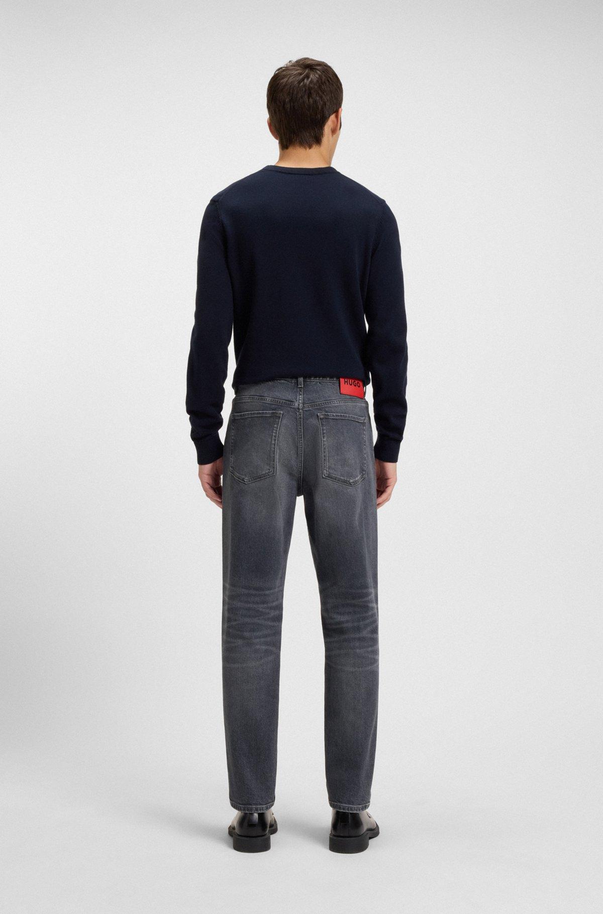 Tapered-fit jeans in used-effect gray denim Product Image