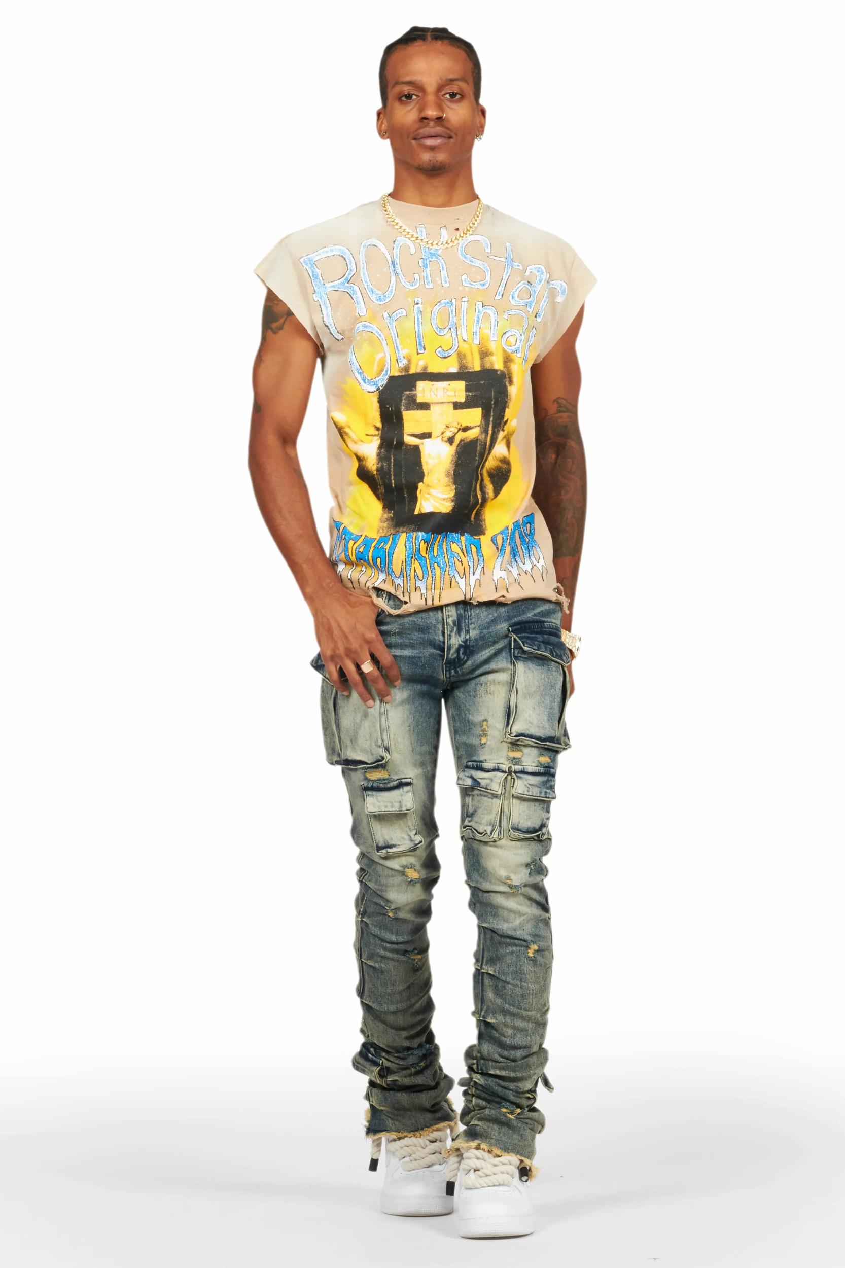 Gentry Tint Blue Stacked Flare Jean Male Product Image