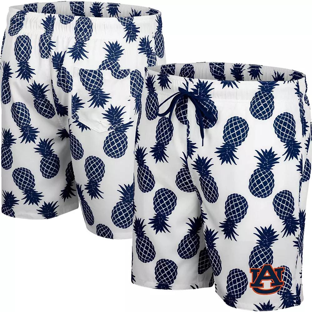 Men's Colosseum White Auburn Tigers Pineapples Swim Shorts, Size: Large Product Image