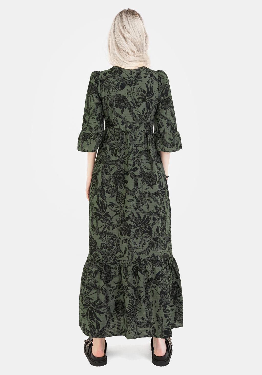 Bashe Cotton Maxi Over Dress - Green Product Image