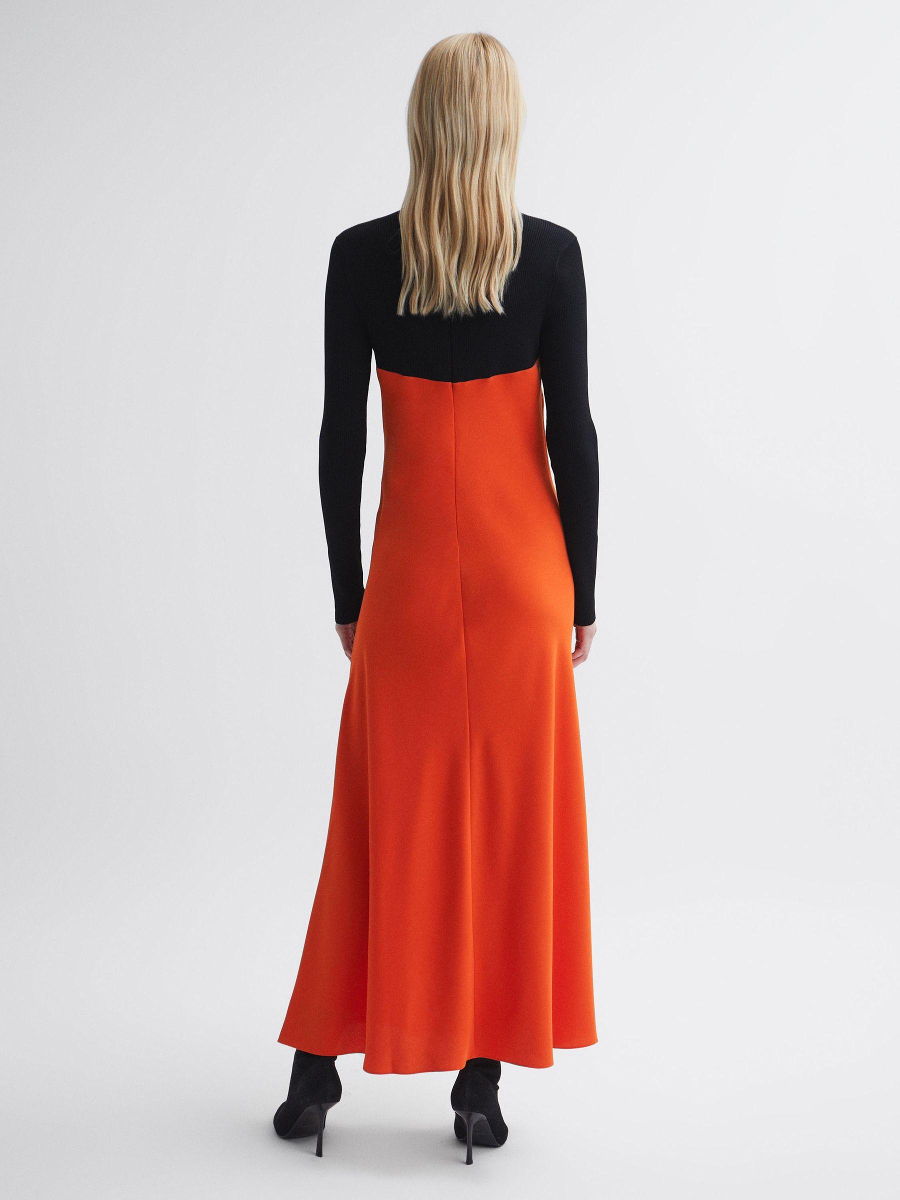 Florere Hybrid Knit Midi Dress in Bright Orange Product Image