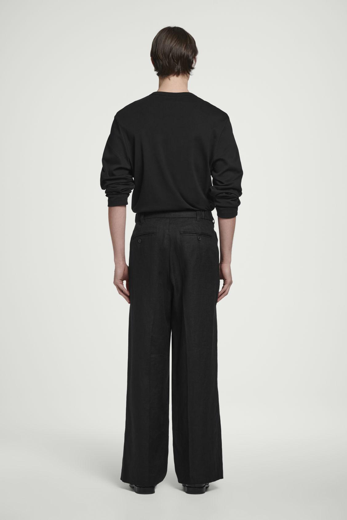 FLUID LINEN WIDE-LEG PANTS Product Image