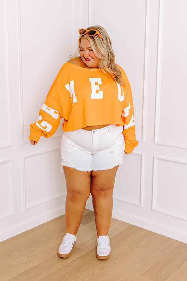 Game Day Crop Sweatshirt in Orange Curves Product Image